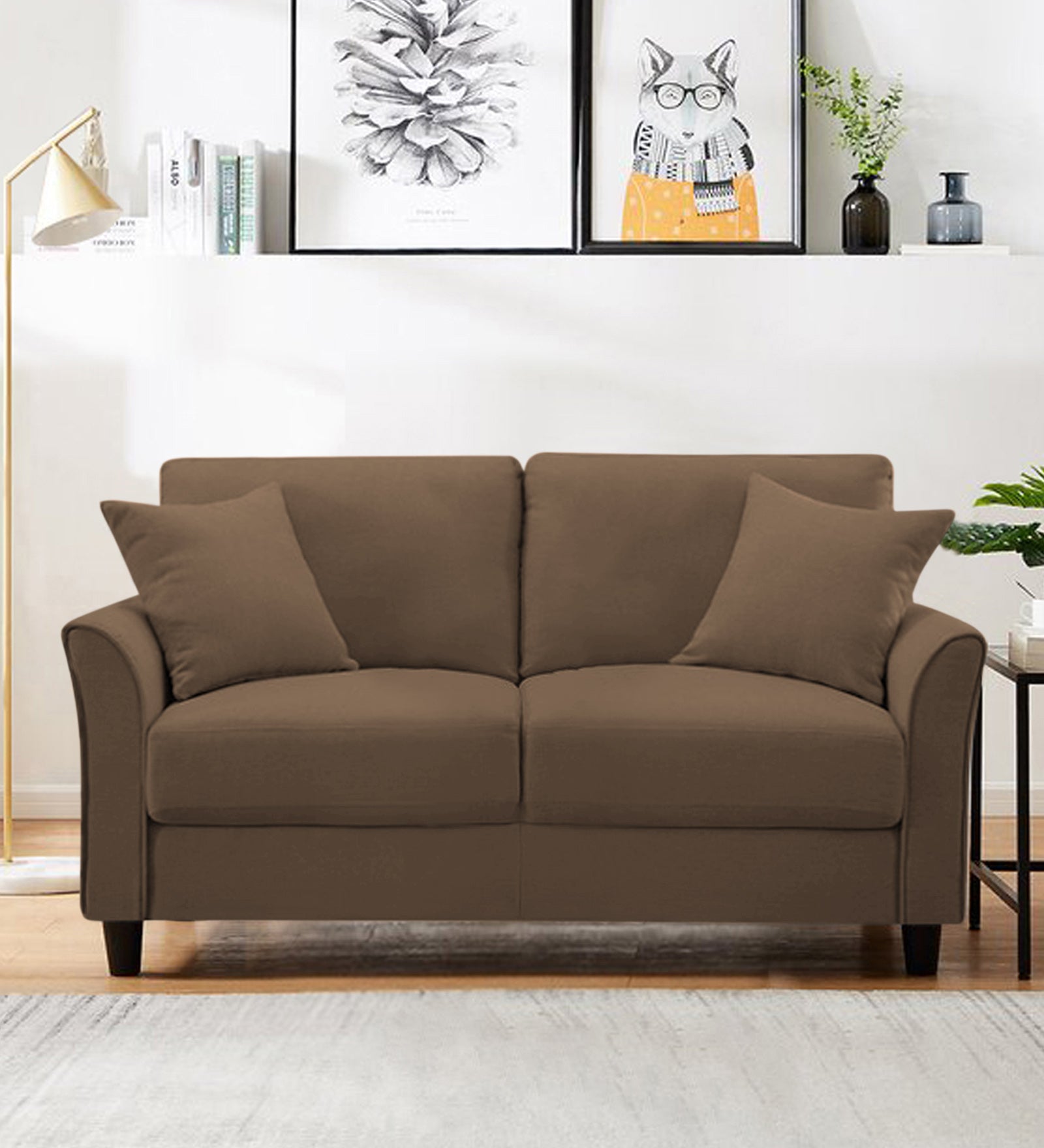 Daroo Velvet 2 Seater Sofa In Mocha Mouse Colour - Febonic Living
