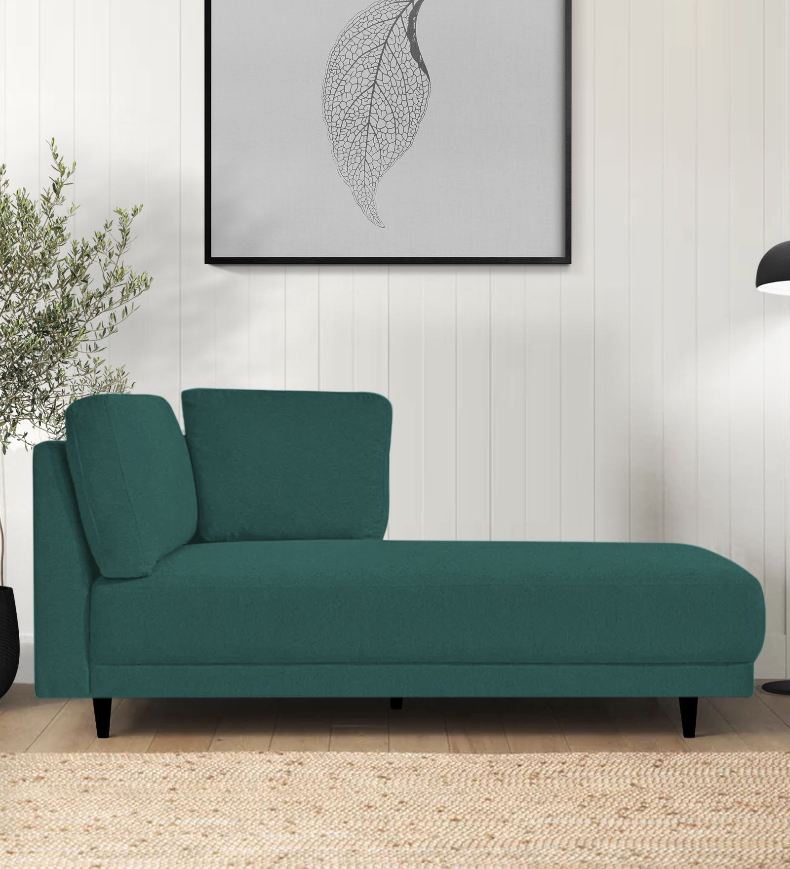 Jonze Velvet RHS Chaise Lounger In Pine Green Colour - Febonic Living