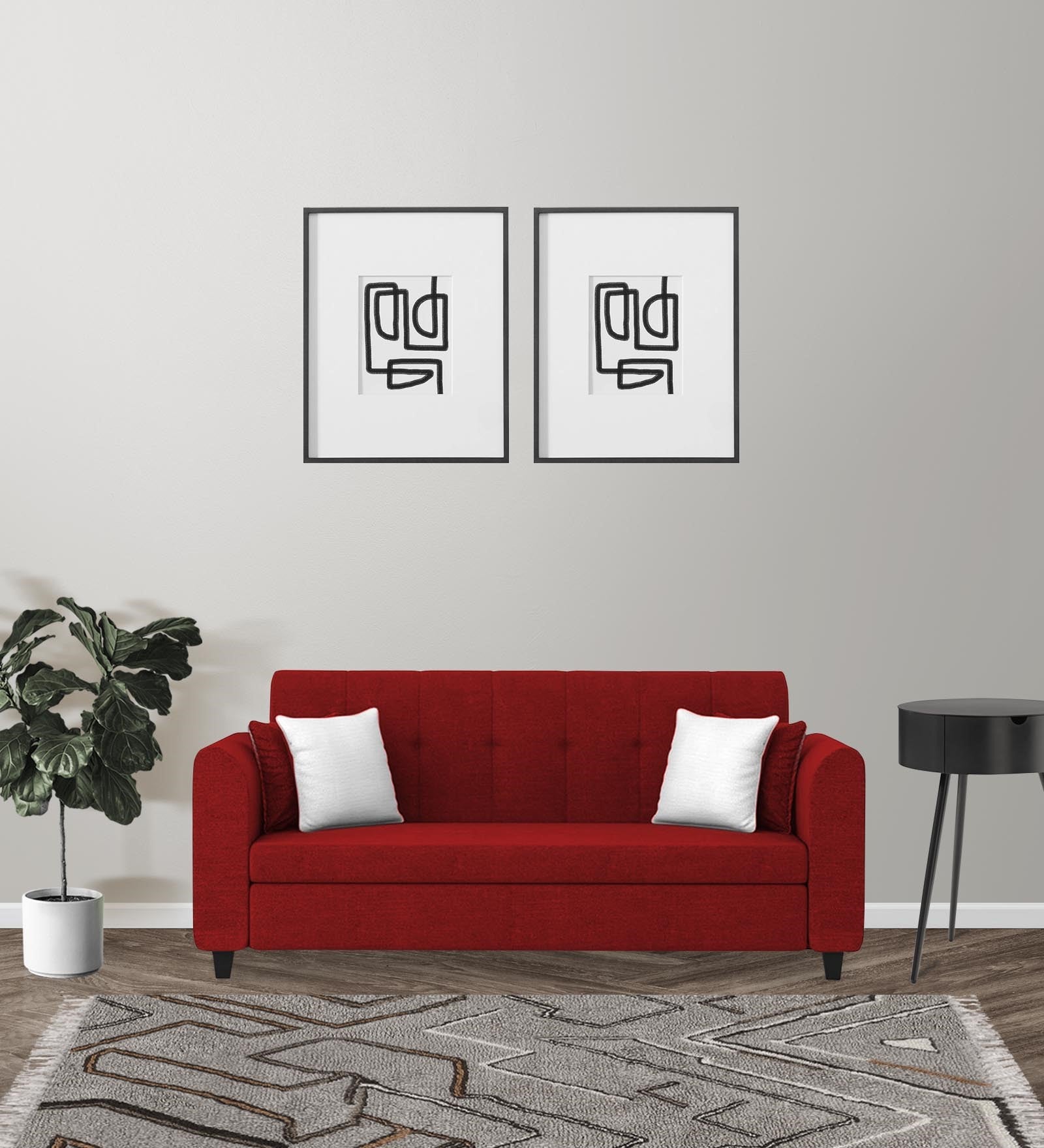 Denmark Fabric 3 Seater Sofa In Blood Maroon Colour - Febonic Living