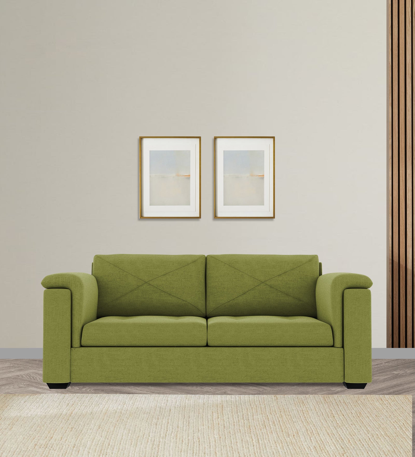 Andres Fabric 3 Seater Sofa In Lime Green Colour - Febonic Living