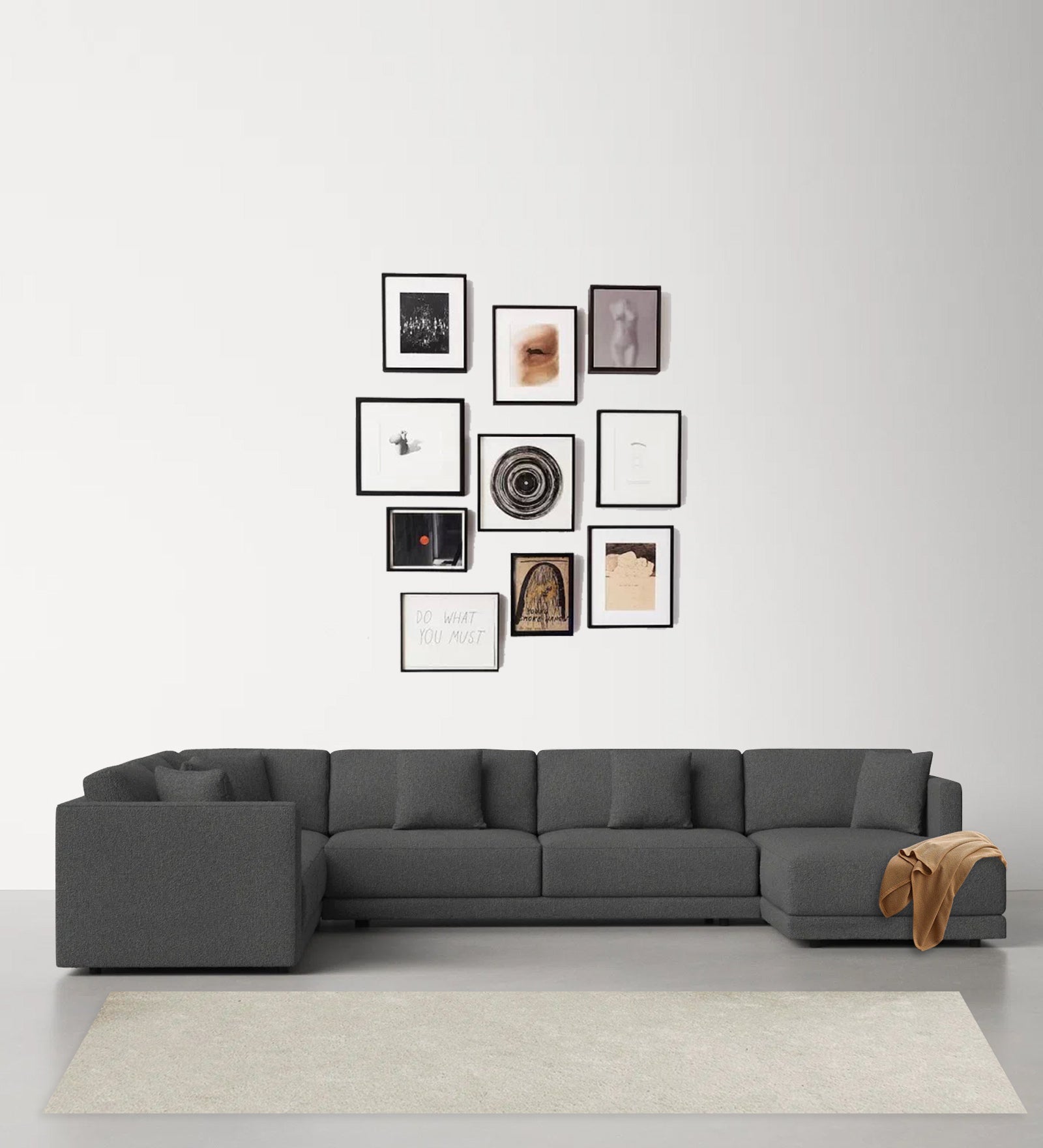 Carlin Fabric LHS 8 Seater Sectional Sofa In Charcoal Grey Colour - Febonic Living