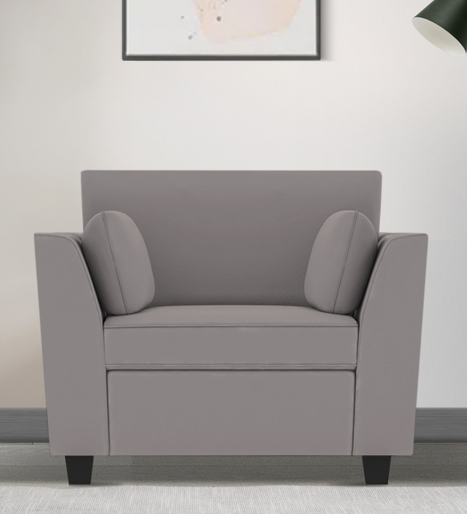 Bristo Velvet 1 Seater Sofa In Pearl Grey Colour With Storage - Febonic Living