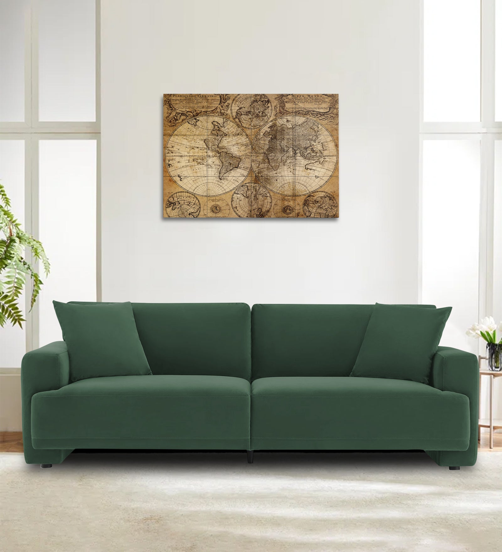 Kosta Velvet 3 Seater Sofa In Amazon Green Colour - Febonic Living