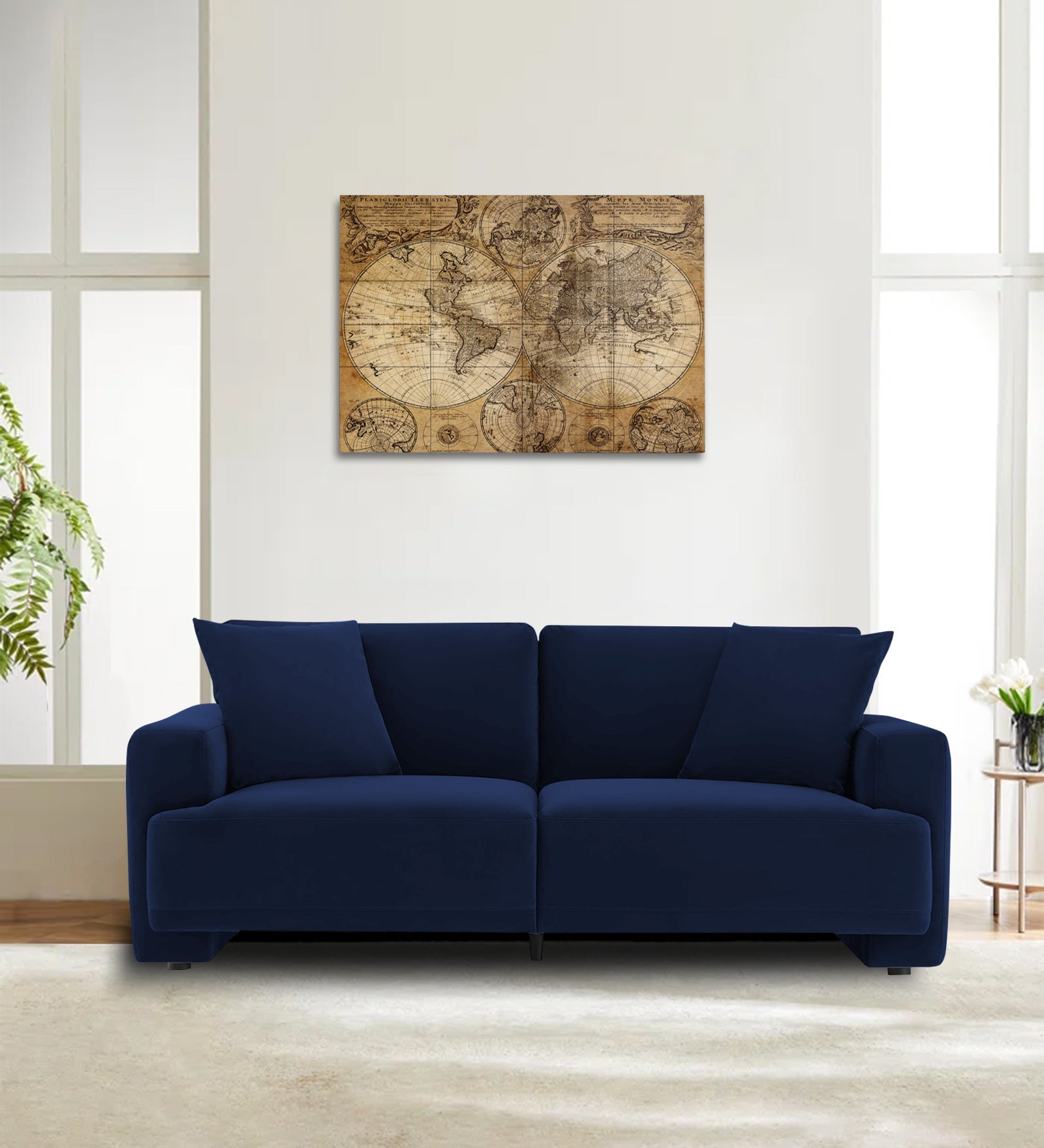 Kosta Velvet 2 Seater Sofa in Indigo Blue Colour