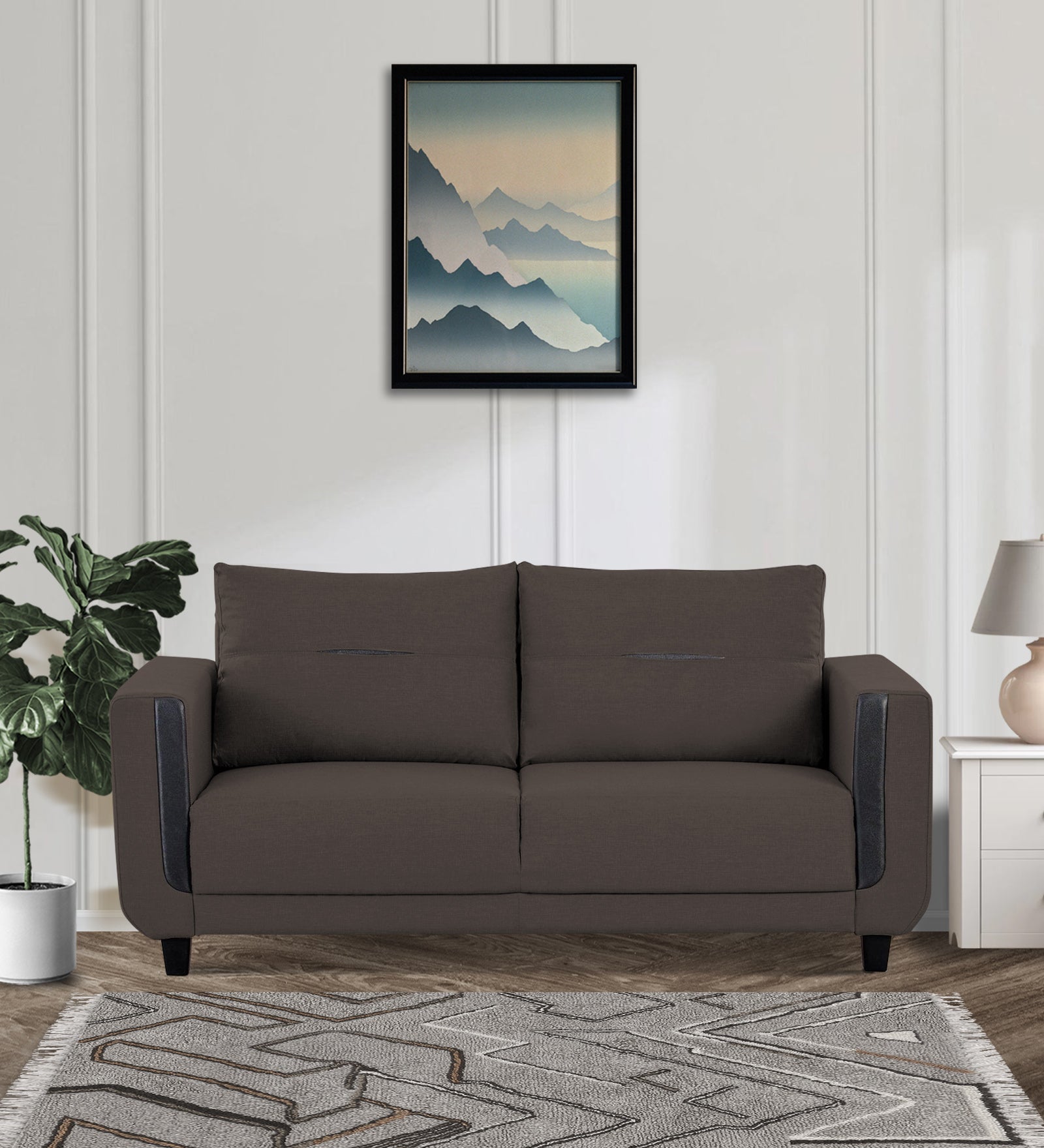 Perry Fabric 3 Seater Sofa In Caspa Brown Colour - Febonic Living
