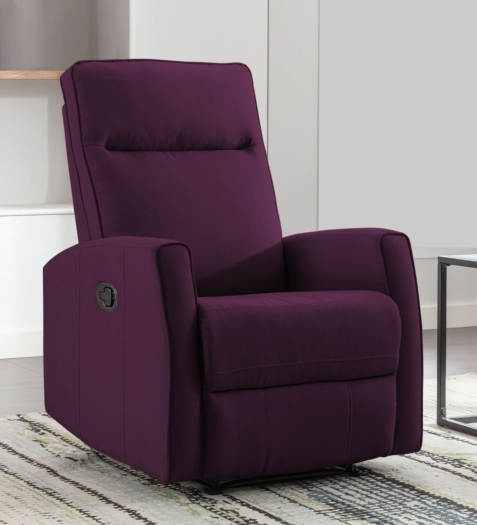 Logan Fabric 1 Seater Manual Recliner In Greek Purple Colour - Febonic Living