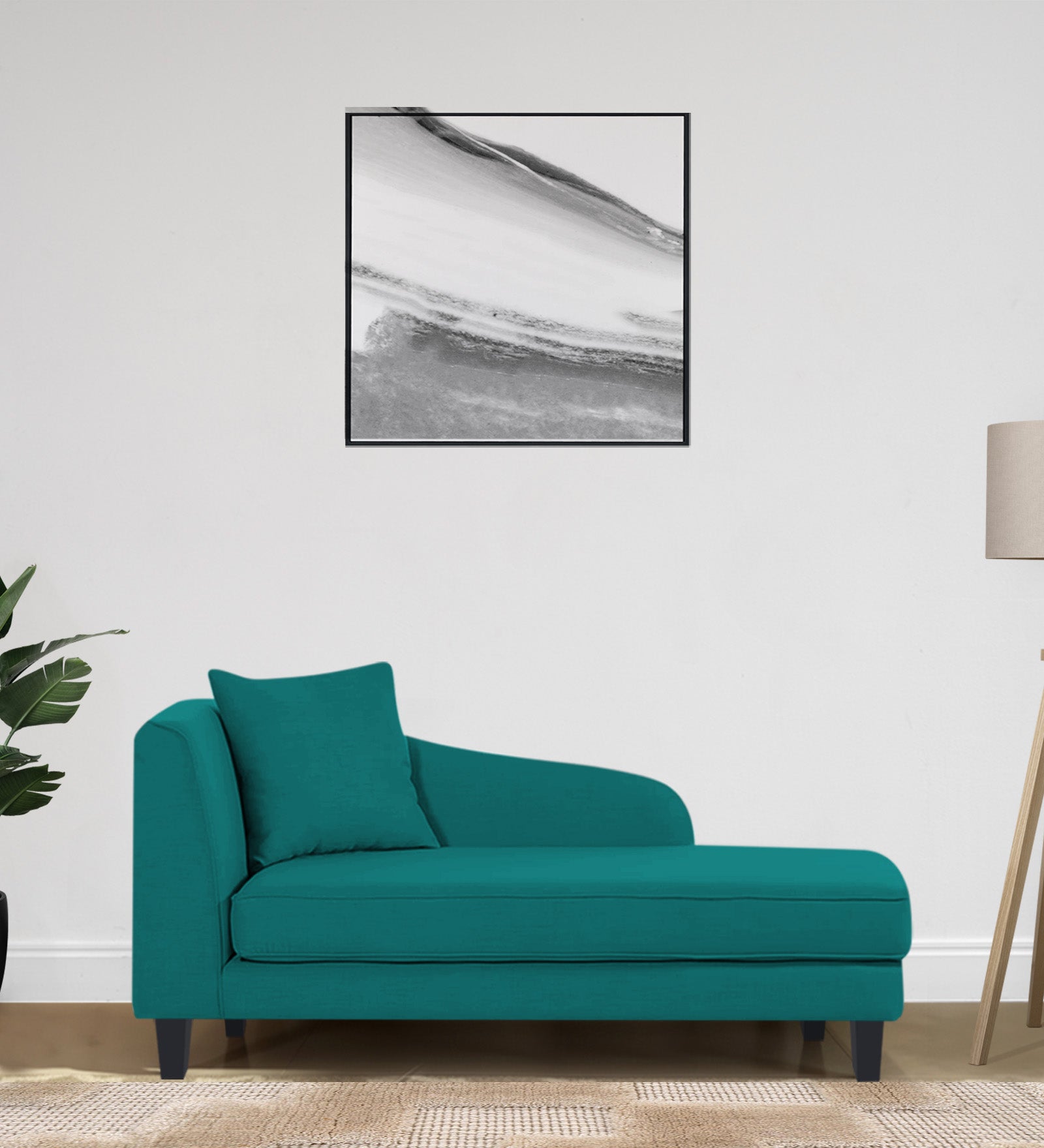 Louis Fabric RHS Chaise Lounger In Sea Green Colour - Febonic Living