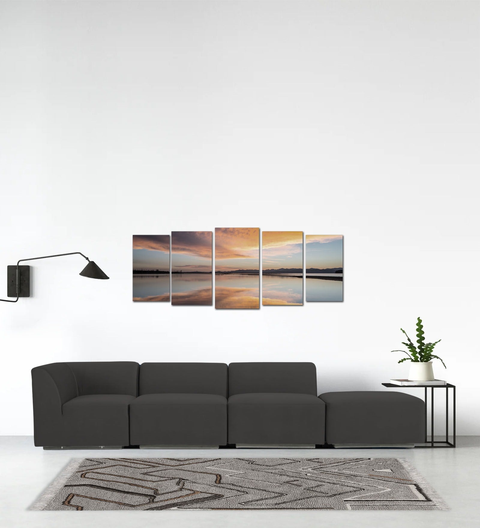 Bufa Velvet RHS Sectional Sofa In Hory Grey Colour With Ottoman - Febonic Living