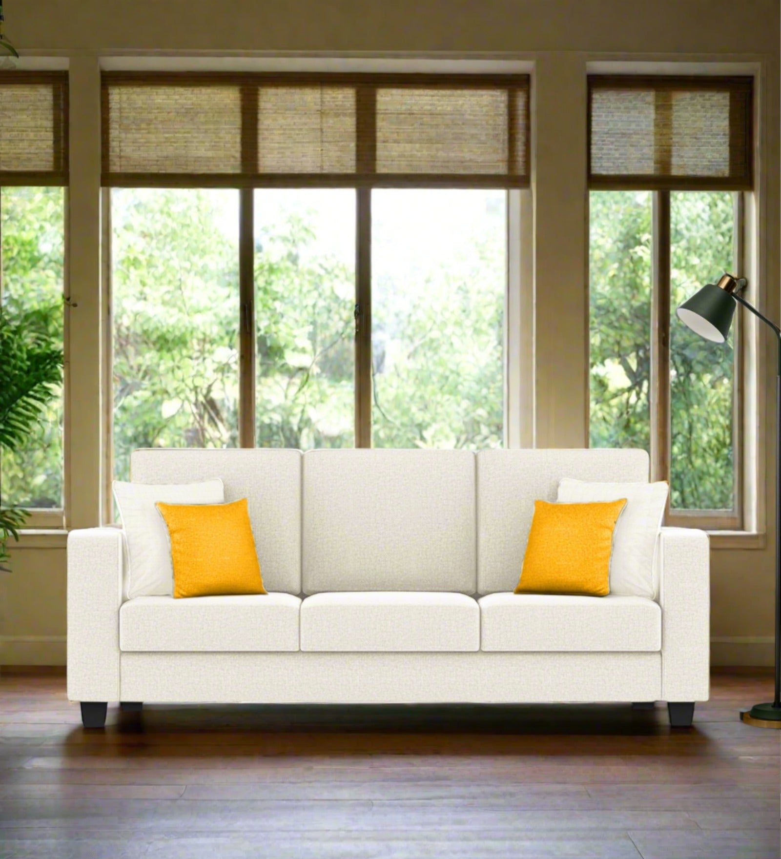 Nabi Fabric 3 Seater Sofa In Ivory cream Colour - Febonic Living