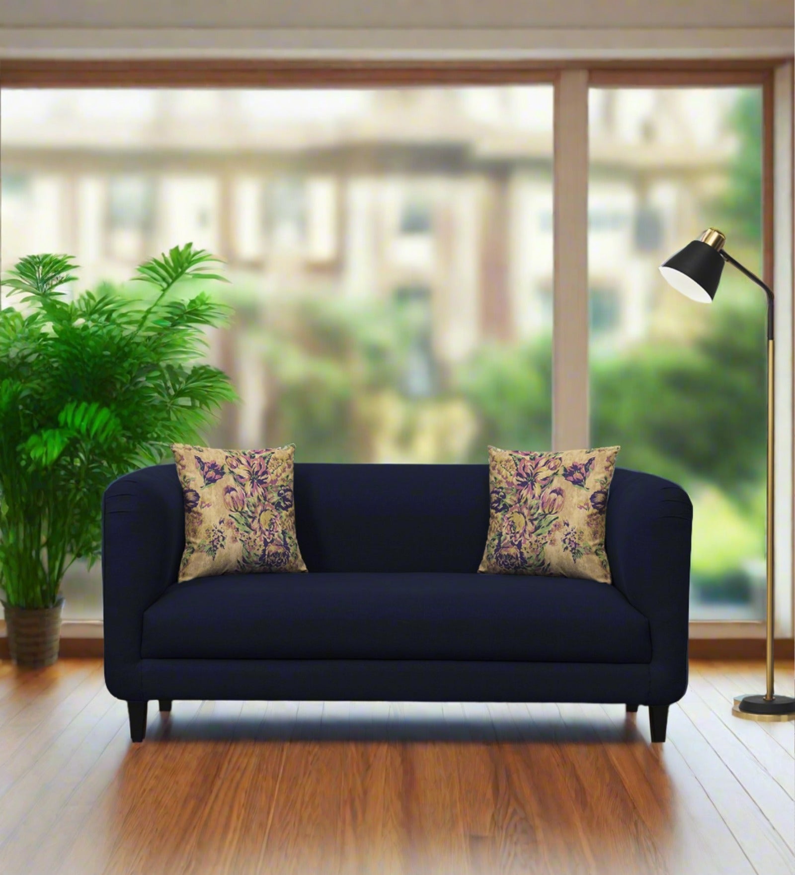Niki Fabric 2 Seater Sofa In Royal Blue Colour - Febonic Living