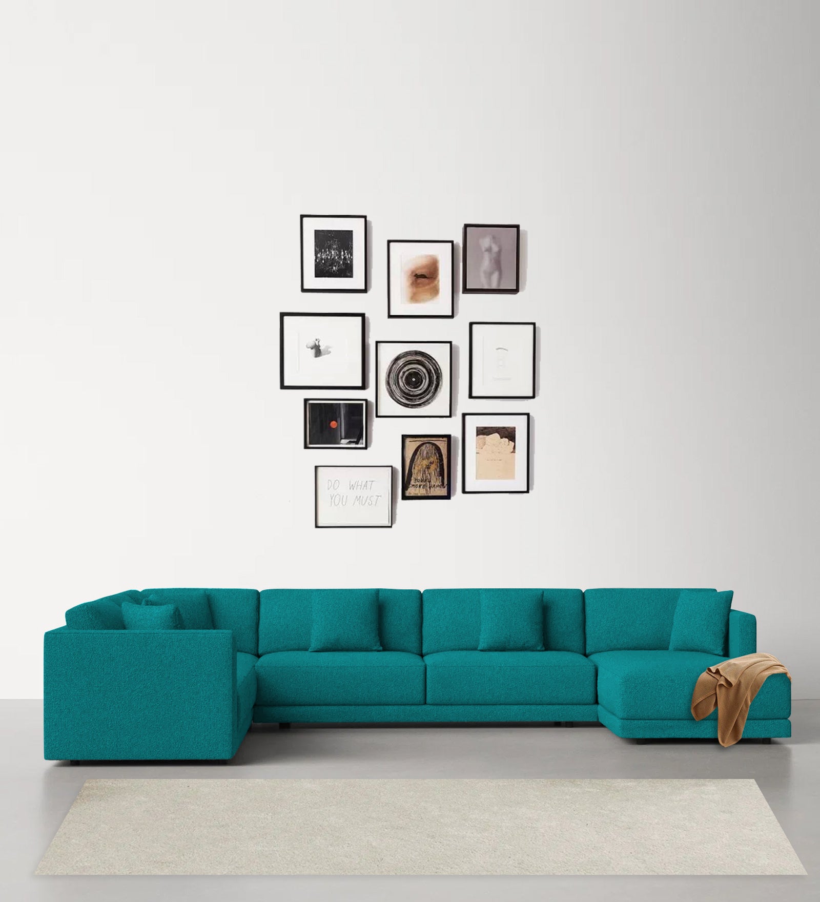 Carlin Fabric LHS 8 Seater Sectional Sofa In Sea Green Colour - Febonic Living