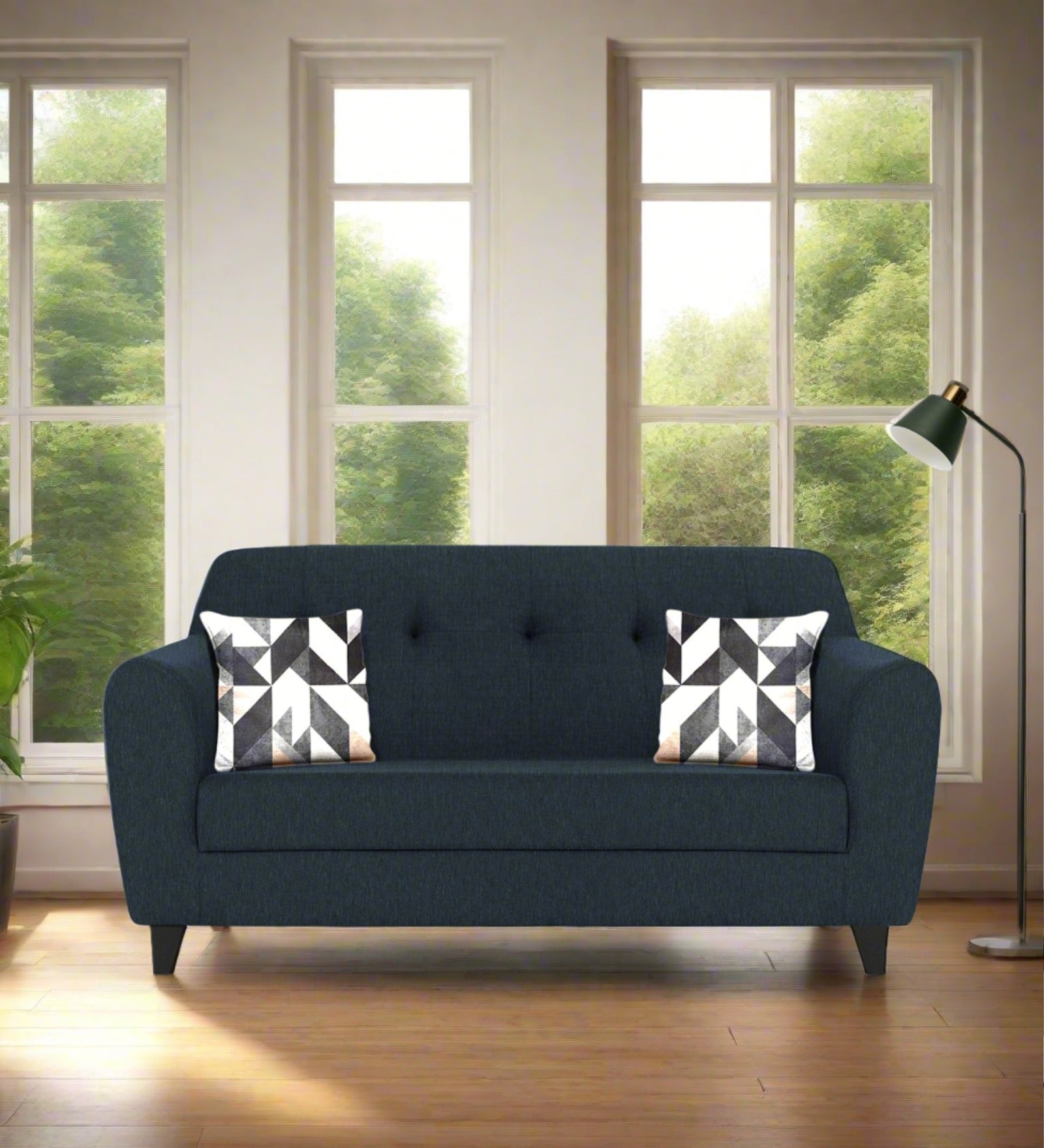 Melaan Fabric 2 Seater Sofa In Denim Blue Colour - Febonic Living