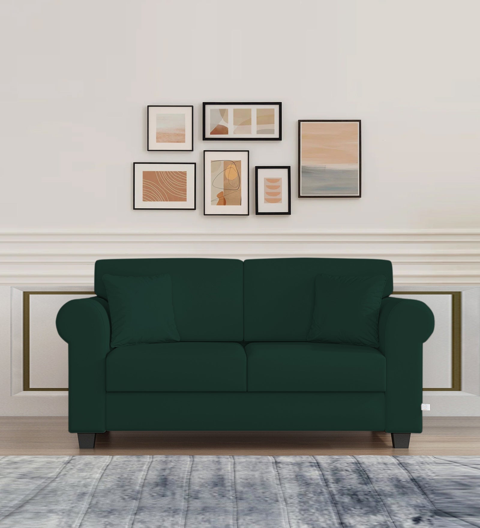 Numonk Velvet 2 Seater Sofa In Forest Green Colour - Febonic Living
