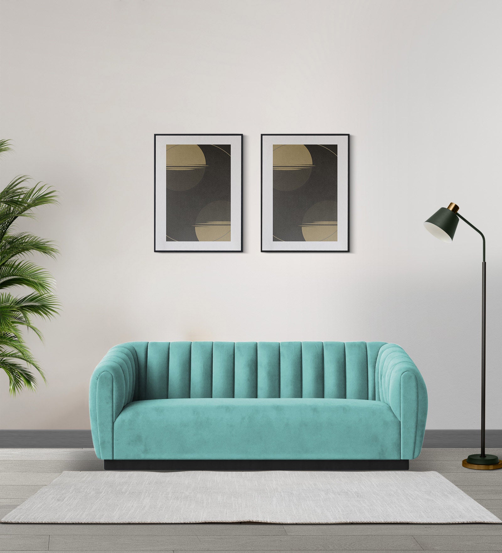 Ferry Velvet 3 Seater Sofa in Barmunda Aqua Colour