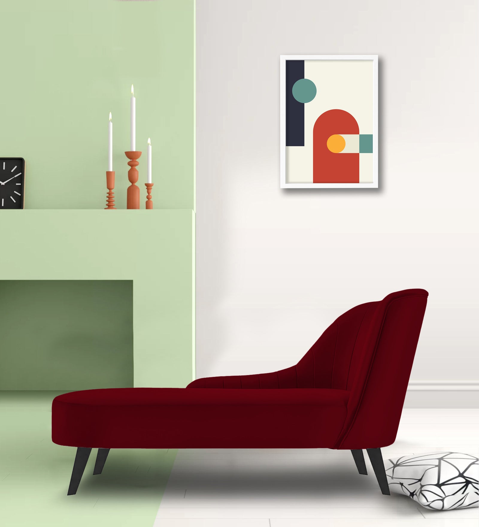 Flora Velvet LHS Chaise Lounger In Cherry Red Colour - Febonic Living