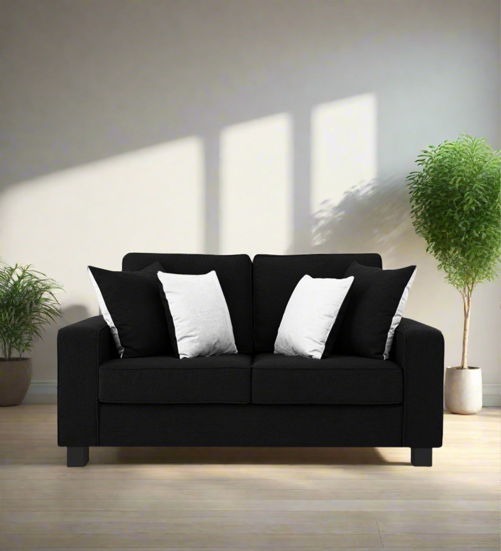 Ladybug Fabric 2 Seater Sofa In Zed Black Colour - Febonic Living