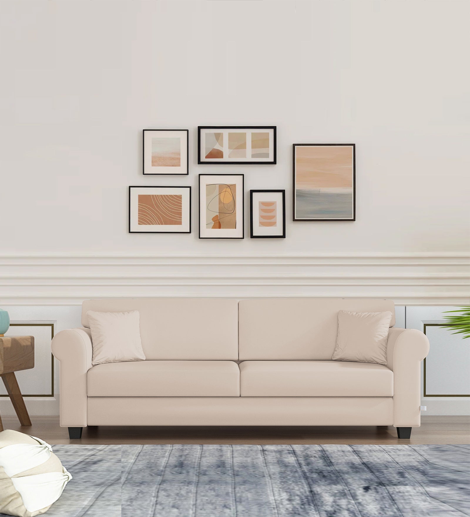 Numonk Velvet 3 Seater Sofa In Camel Beige Colour - Febonic Living