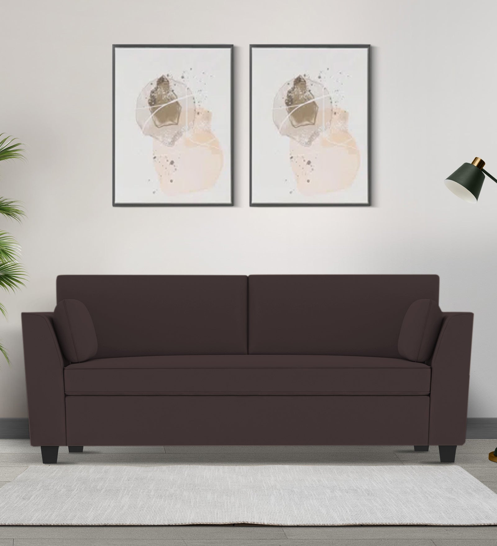 Bristo Velvet 3 Seater Sofa In mocha brown Colour With Storage - Febonic Living