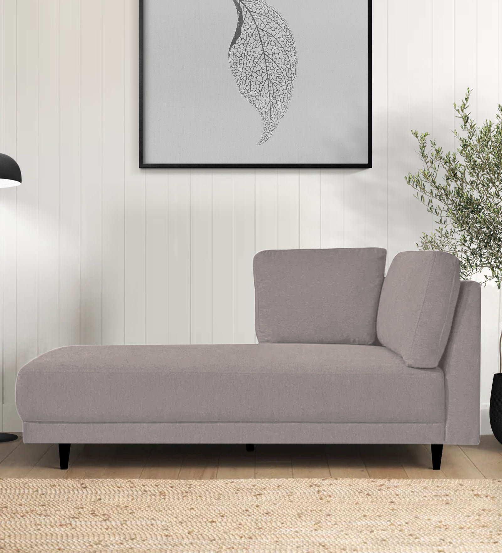 Jonze Velvet LHS Chaise Lounger In Pearl Grey Colour - Febonic Living