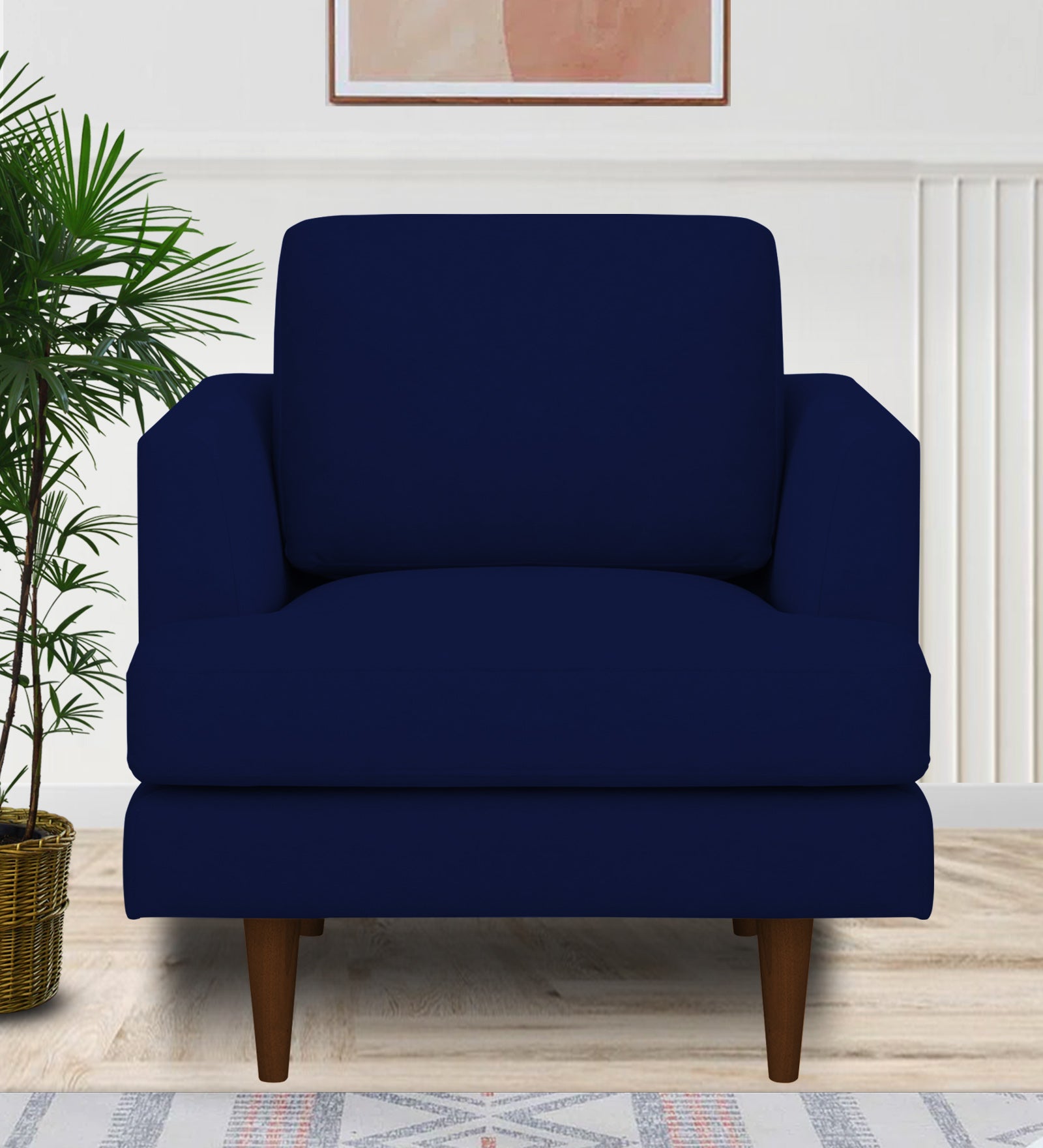 Motra Velvet 1 Seater Sofa in Dark Blue Colour