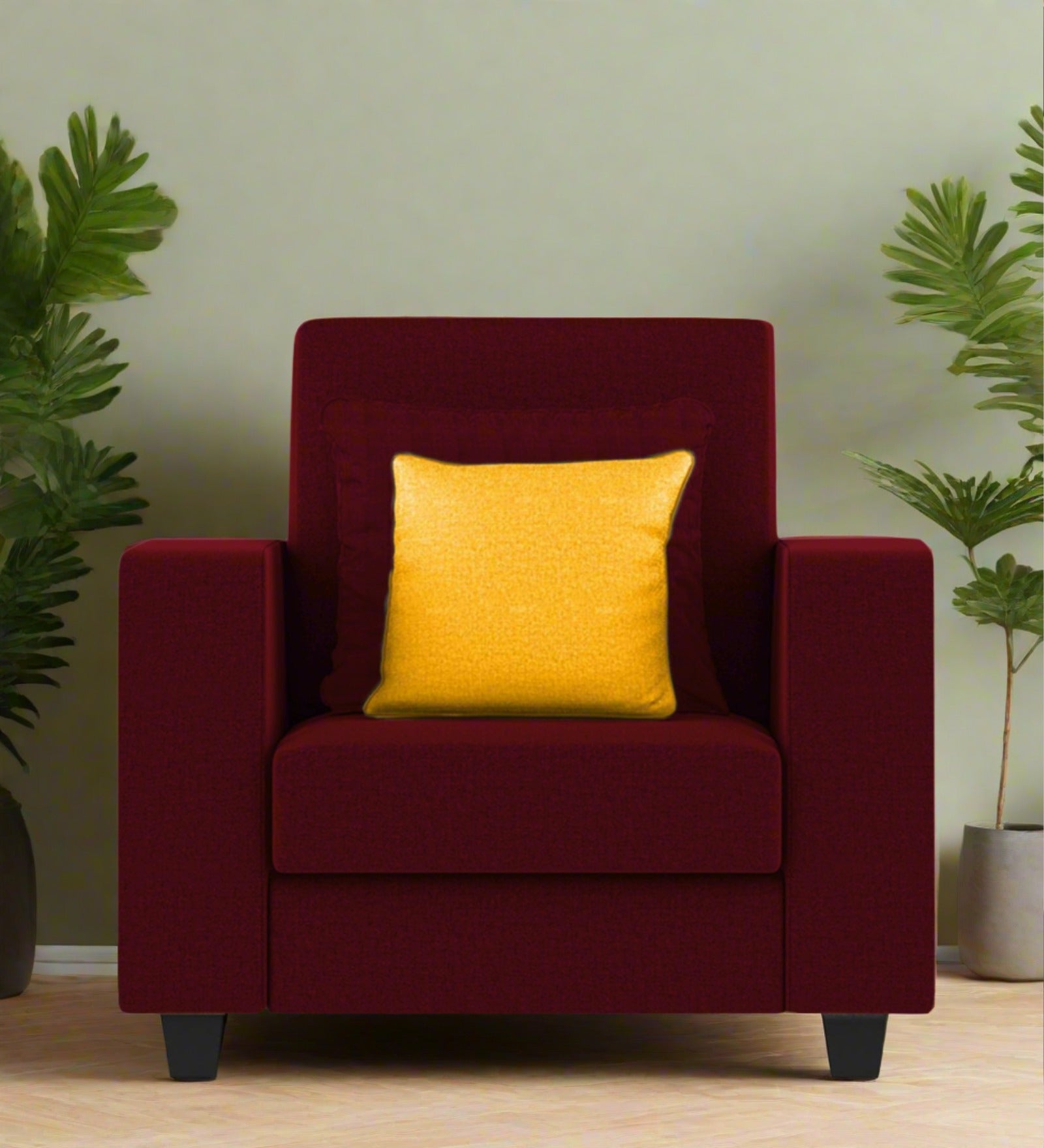 Nabi Fabric 1 Seater Sofa In Ruby Red Colour - Febonic Living