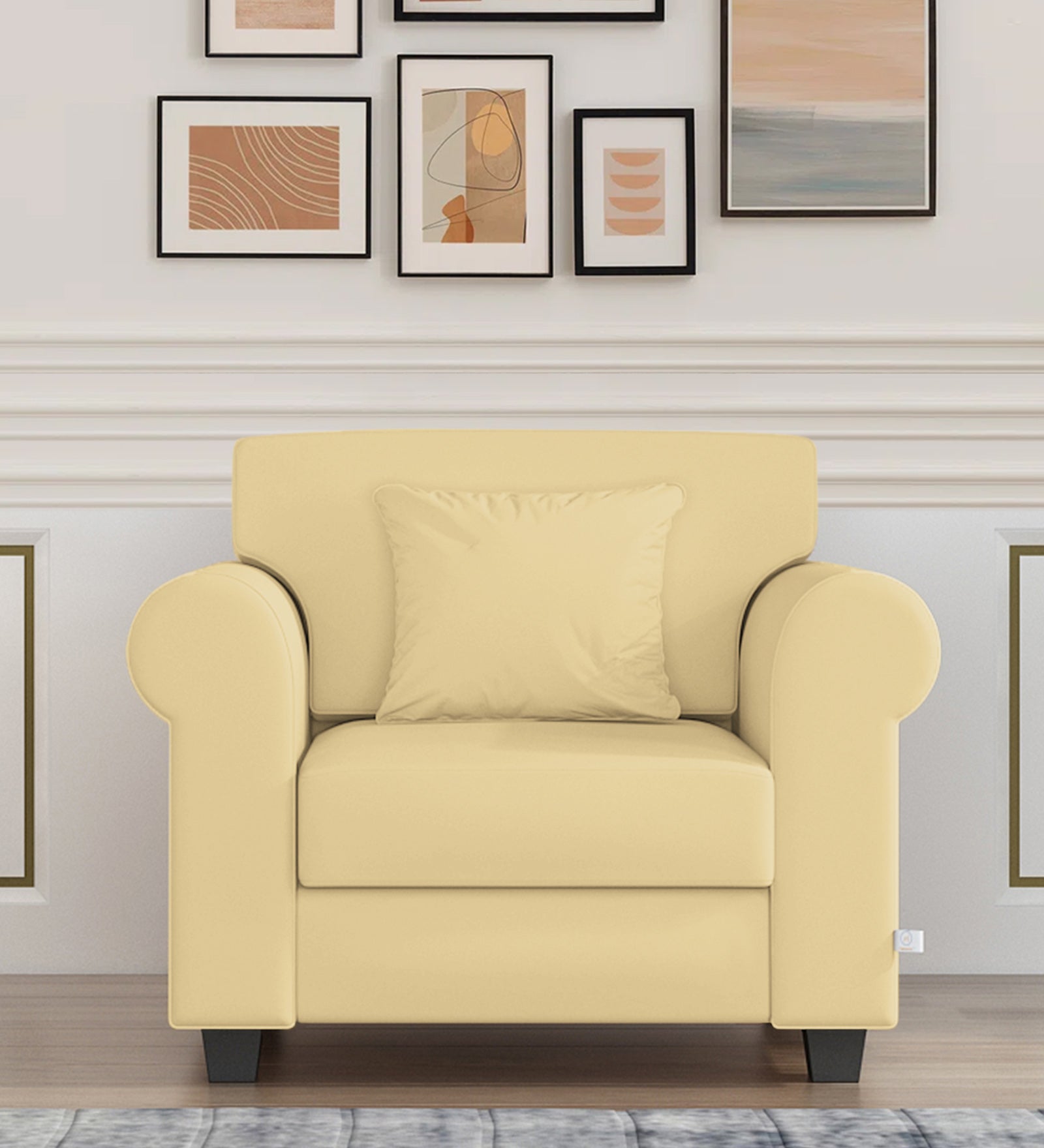 Numonk Velvet 1 Seater Sofa In Sandy Beige Colour - Febonic Living