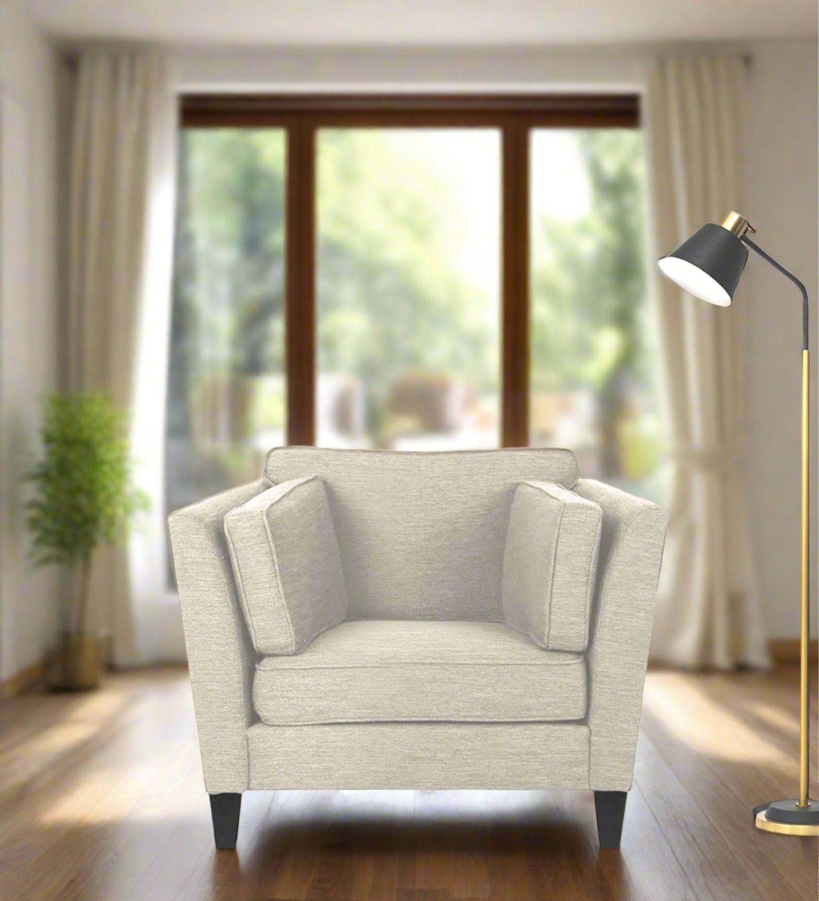 Nigar Fabric 1 Seater Sofa In  Ivory Beige Colour - Febonic Living