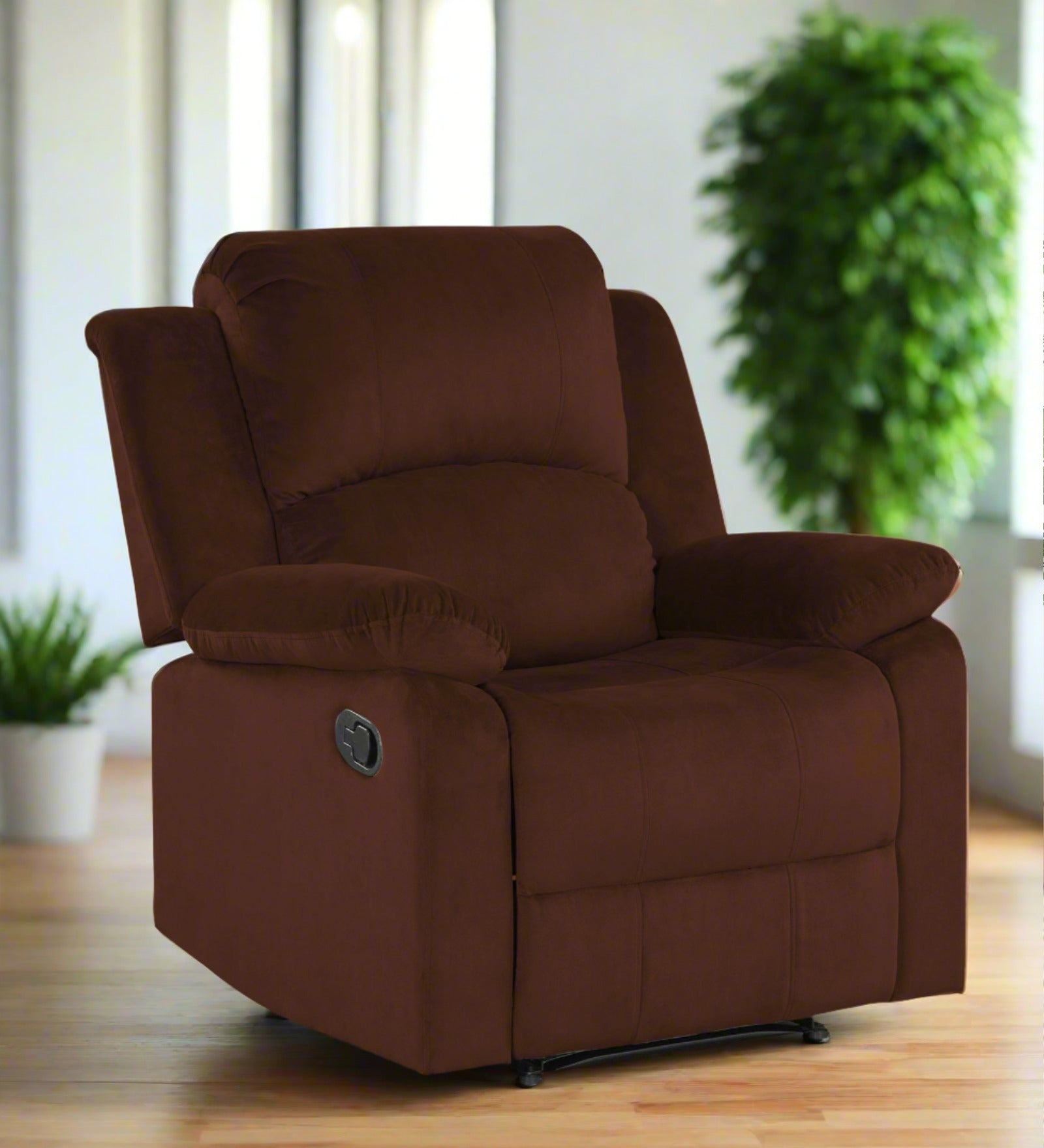 Henry Fabric 1 Seater Manual Recliner In Coffee Brown Colour - Febonic Living