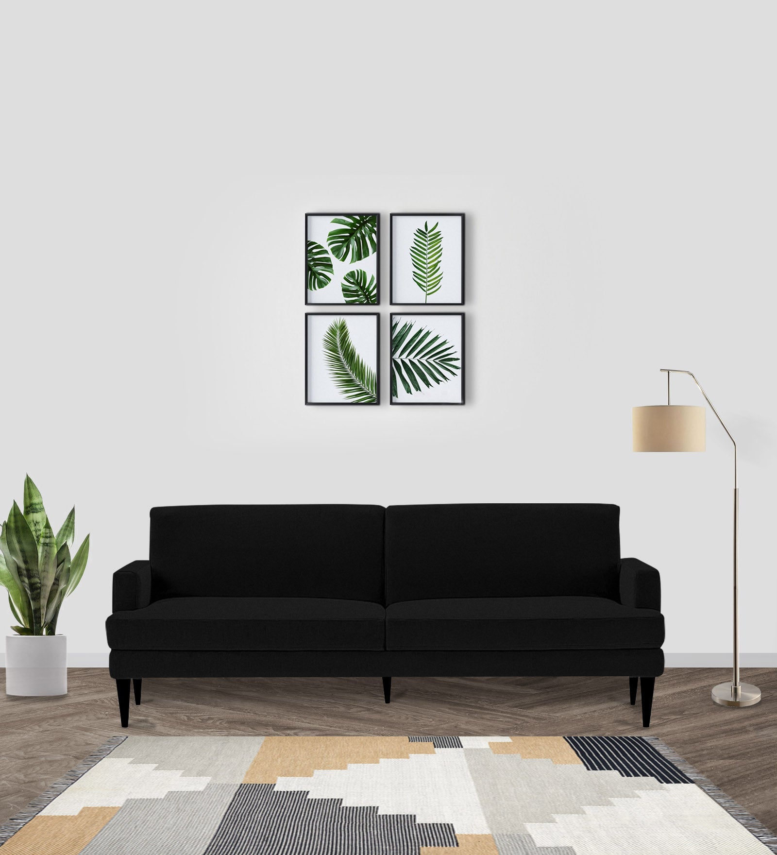 Zoya Fabric 3 Seater Convertible Sofa Cum Bed In Zed Black Colour - Febonic Living