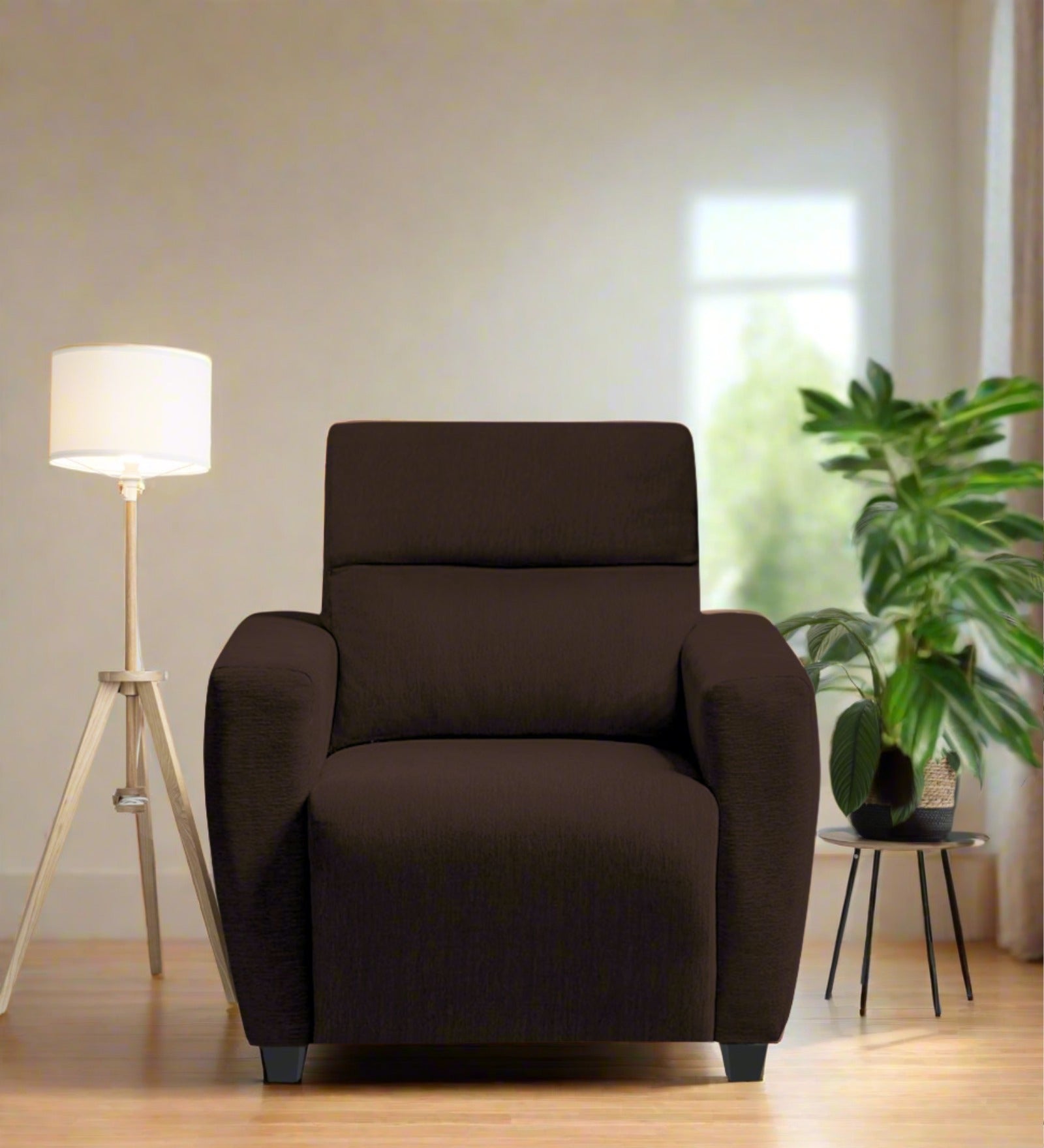 Bakadi Fabric 1 Seater Sofa In coffee brown Colour - Febonic Living