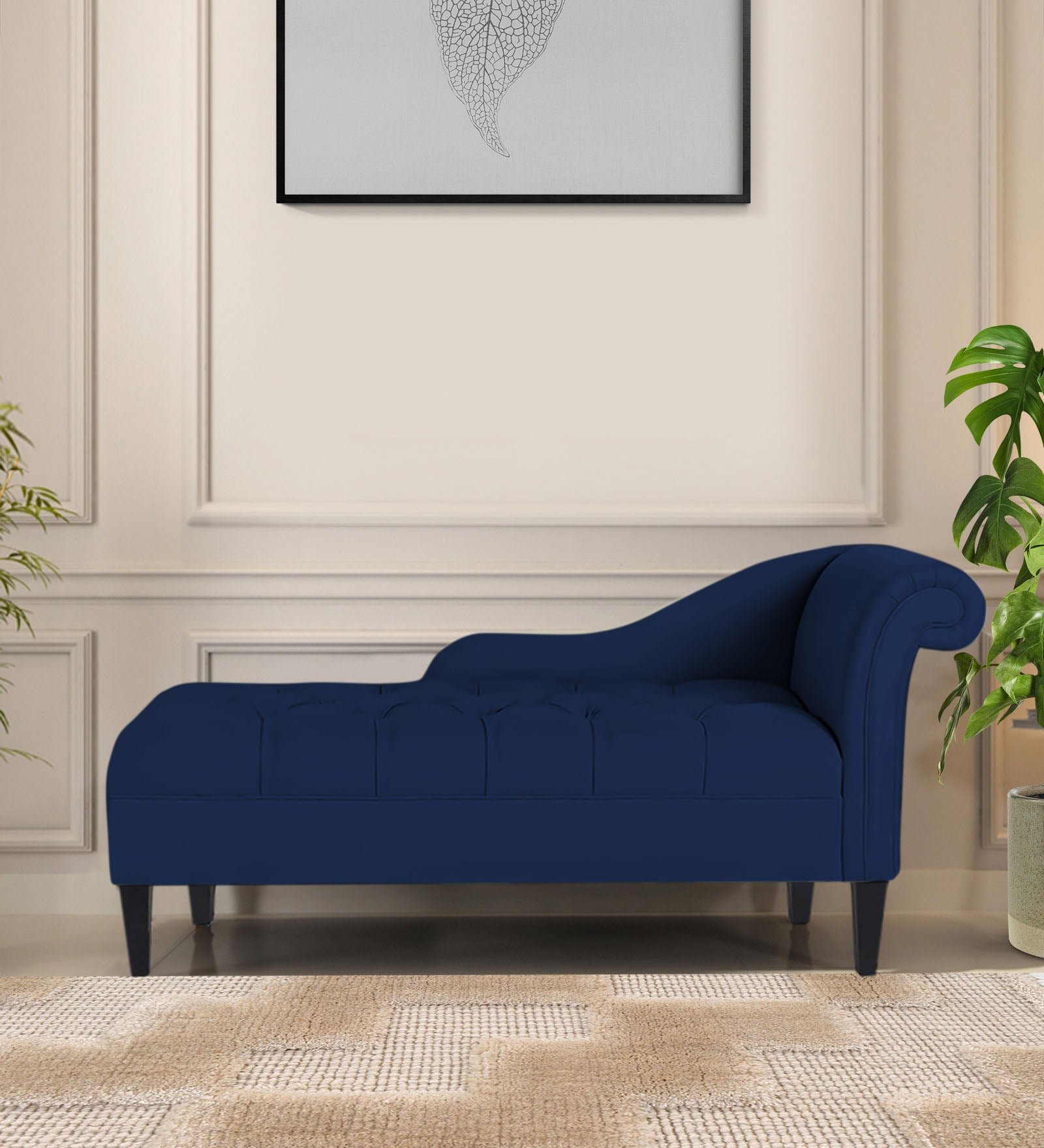 Adria Fabric LHS Chaise Lounger In Royal Blue Colour - Febonic Living