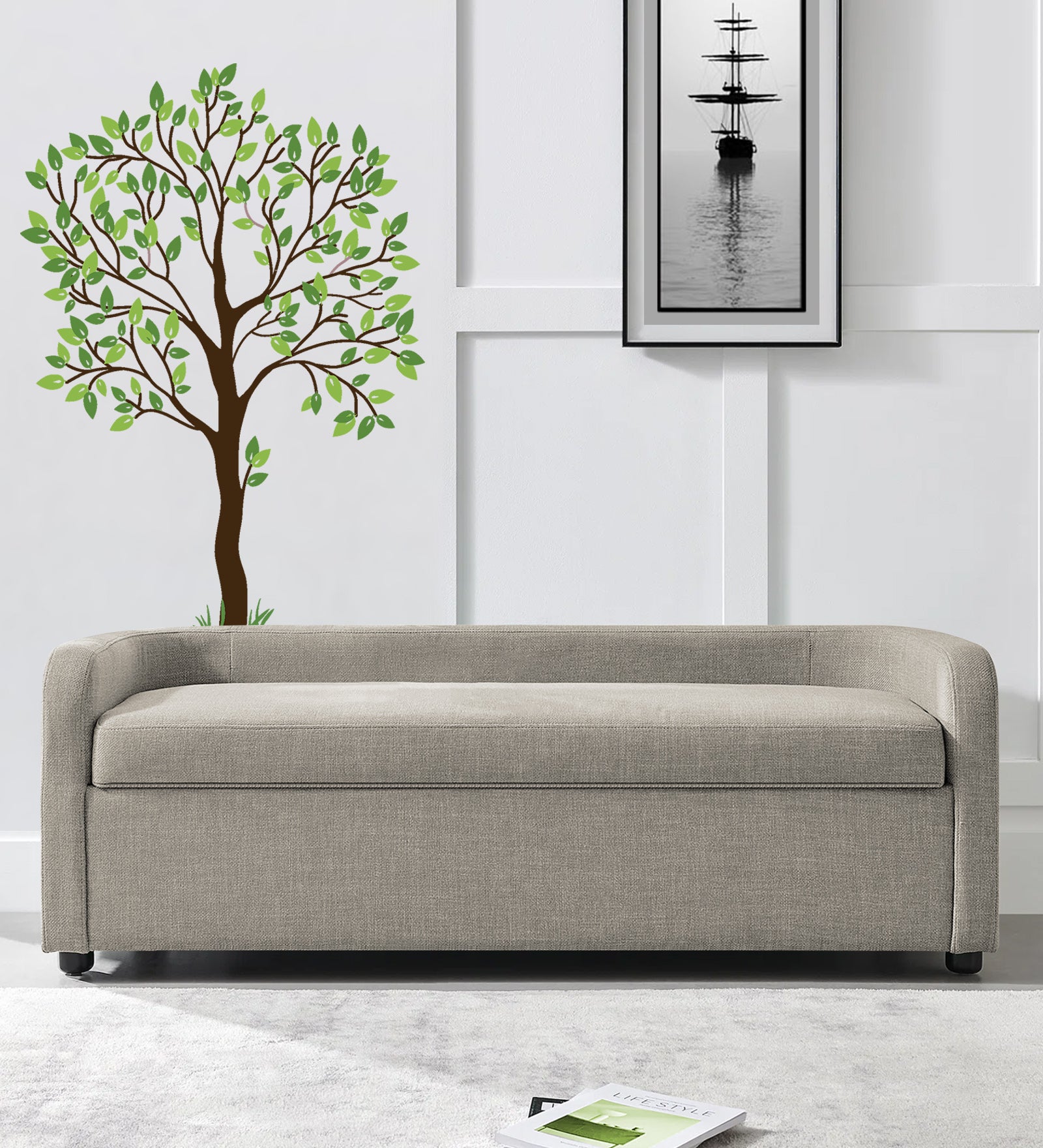 Cooper Fabric Storage Bench In Ash Grey Colour