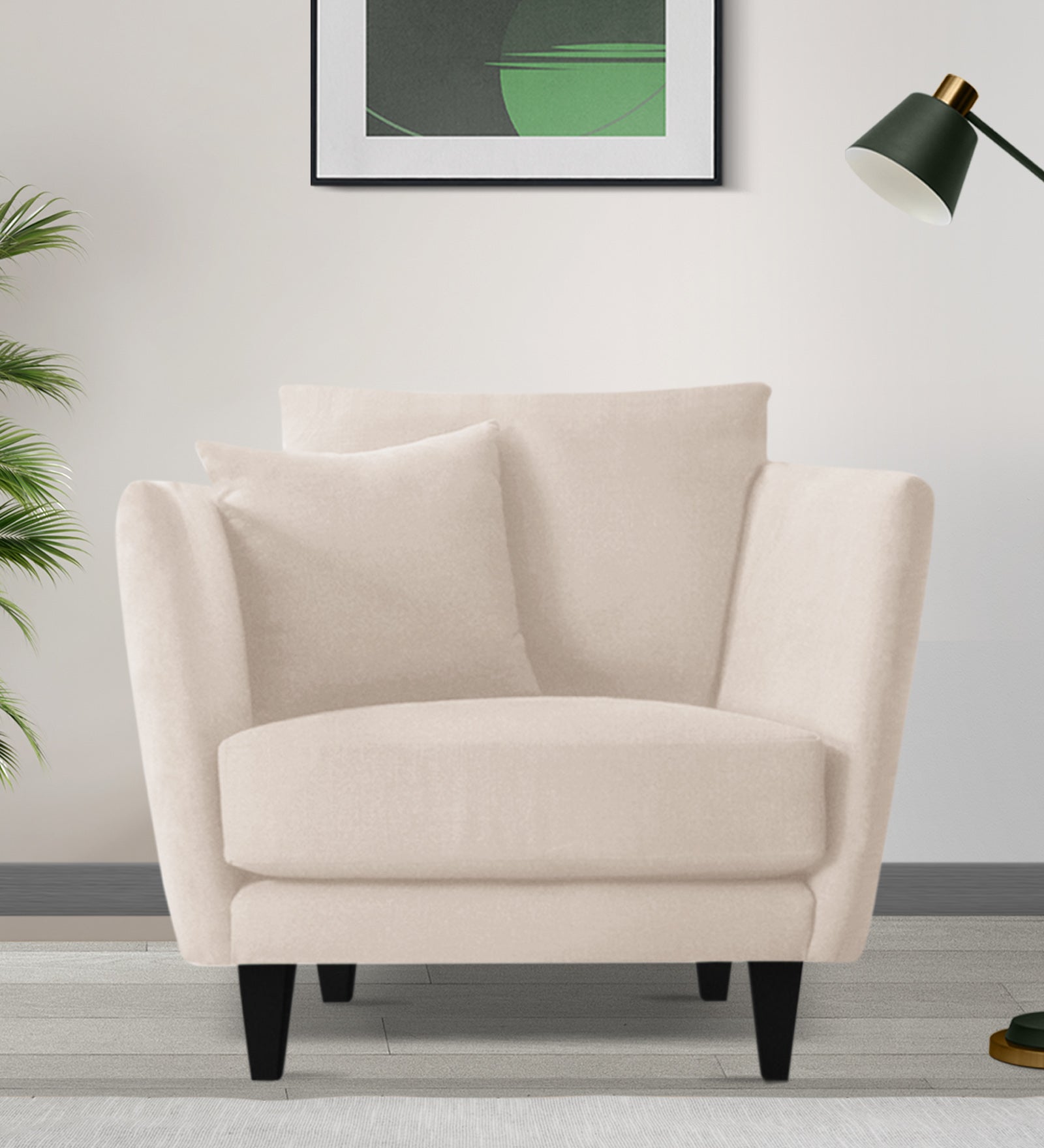 Norway Velvet 1 Seater Sofa In Camel Beige Colour - Febonic Living