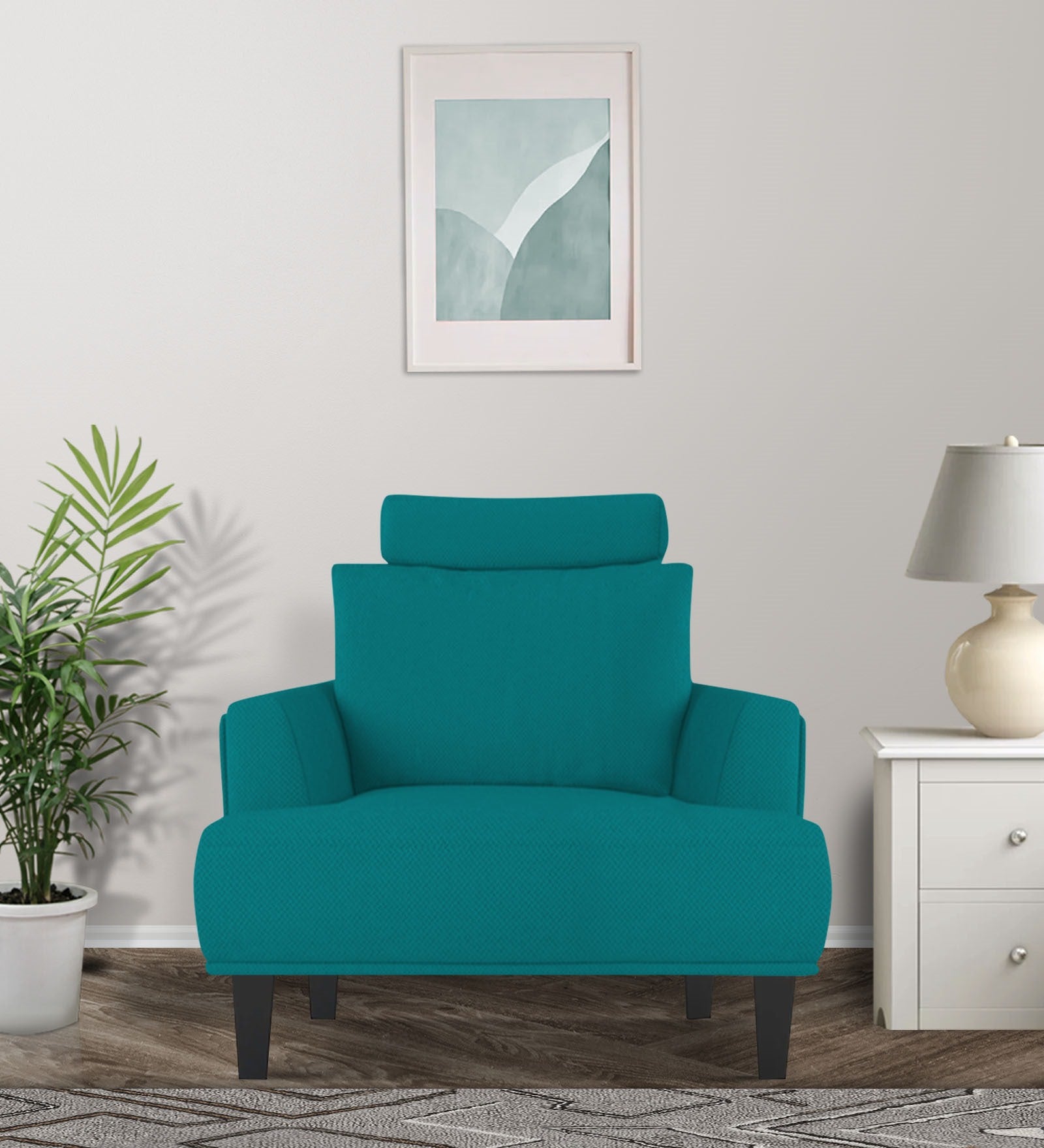 Como Fabric 1 Seater Sofa In Sea Green Colour - Febonic Living