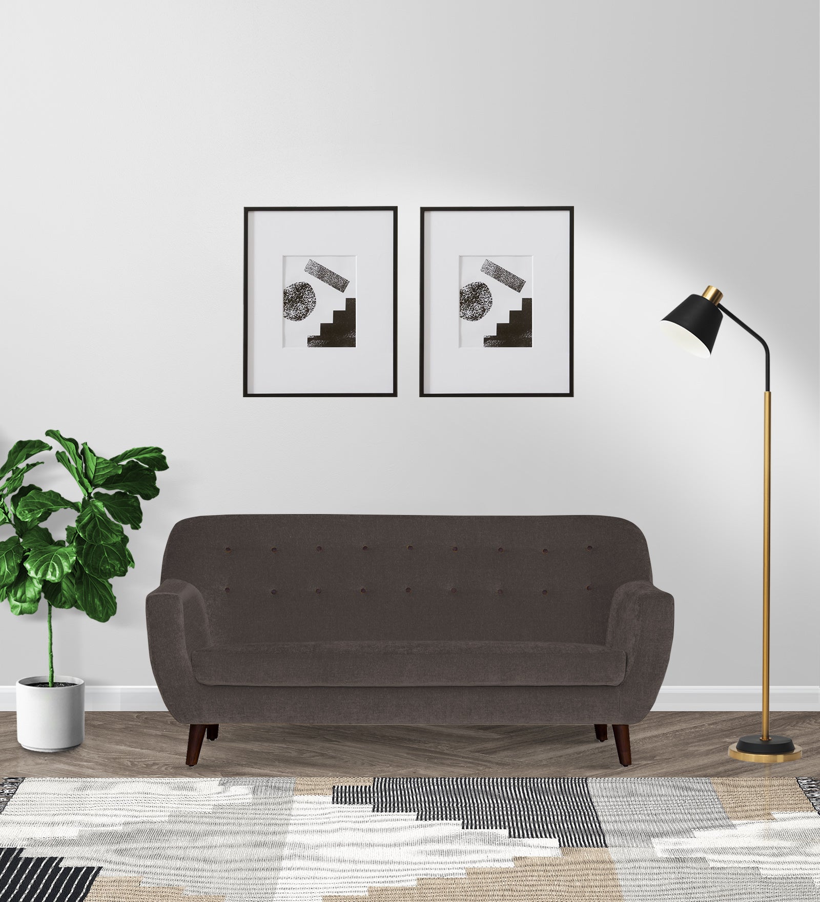 German Fabric 3 Seater Sofa In Caspa Brown Colour - Febonic Living