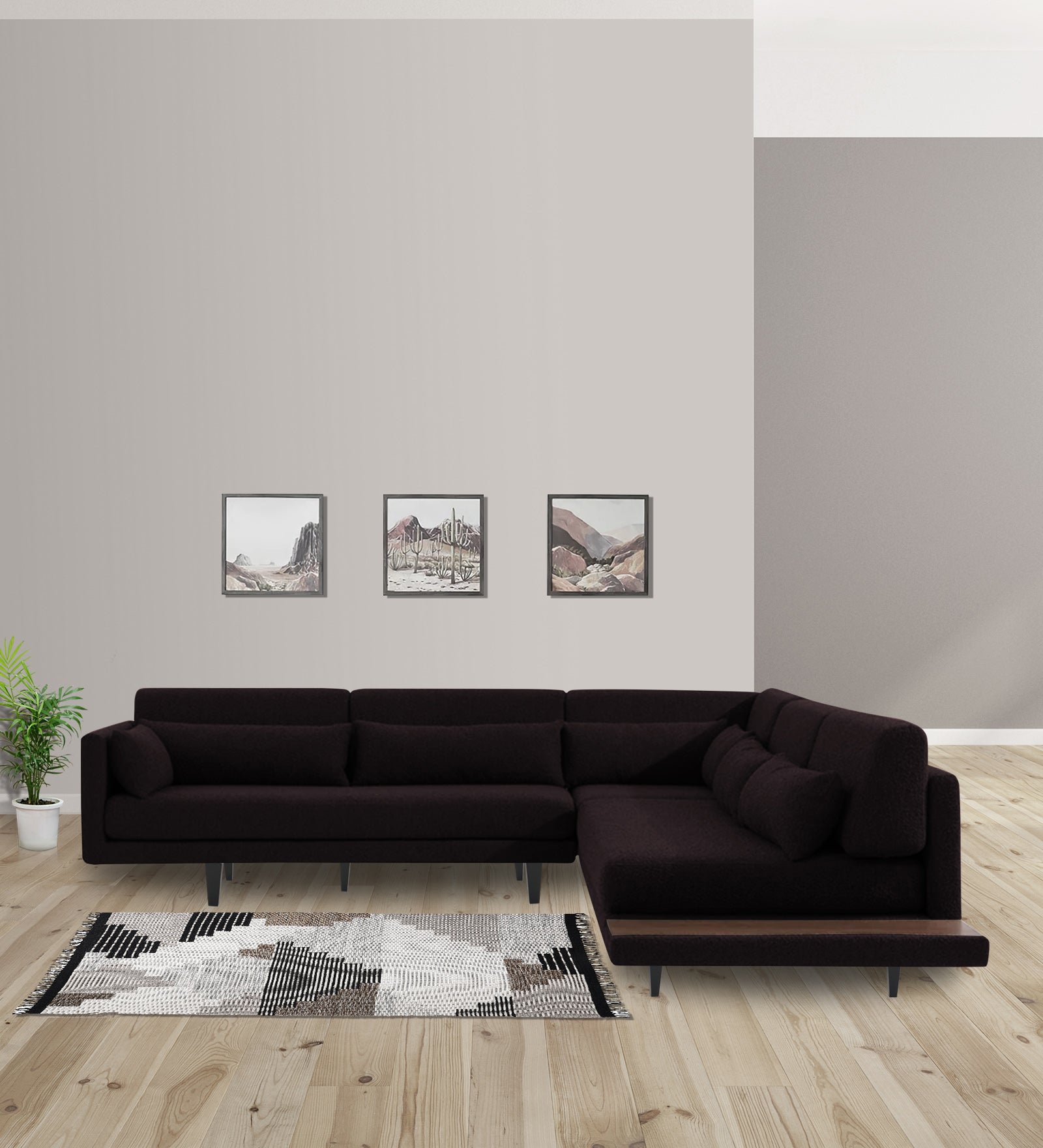 Malta Fabric 6 Seater LHS Corner Sofa In Cara brown Colour - Febonic Living