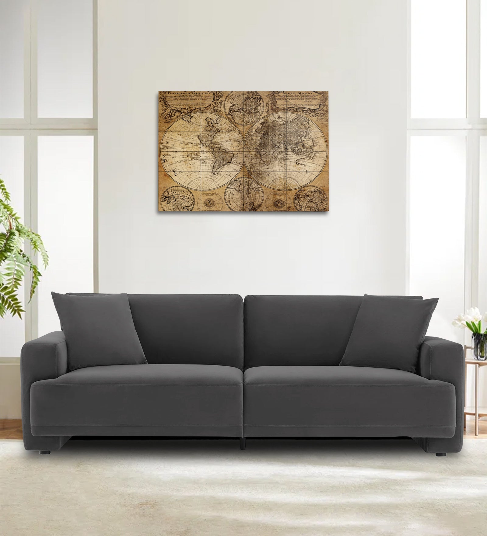 Kosta Velvet 3 Seater Sofa In Davy Grey Colour - Febonic Living