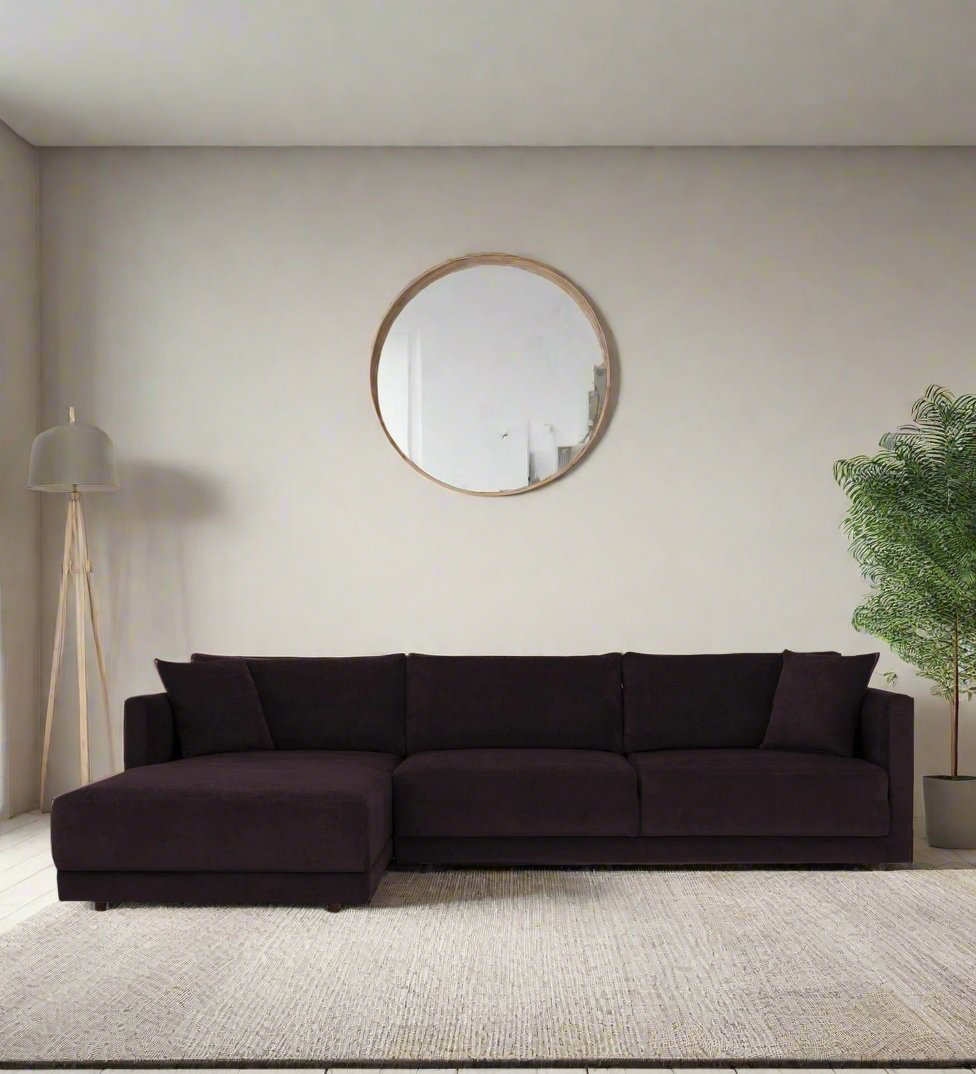 Northern Fabric RHS Sectional Sofa (3+Lounger) In Cara Brown Colour - Febonic Living