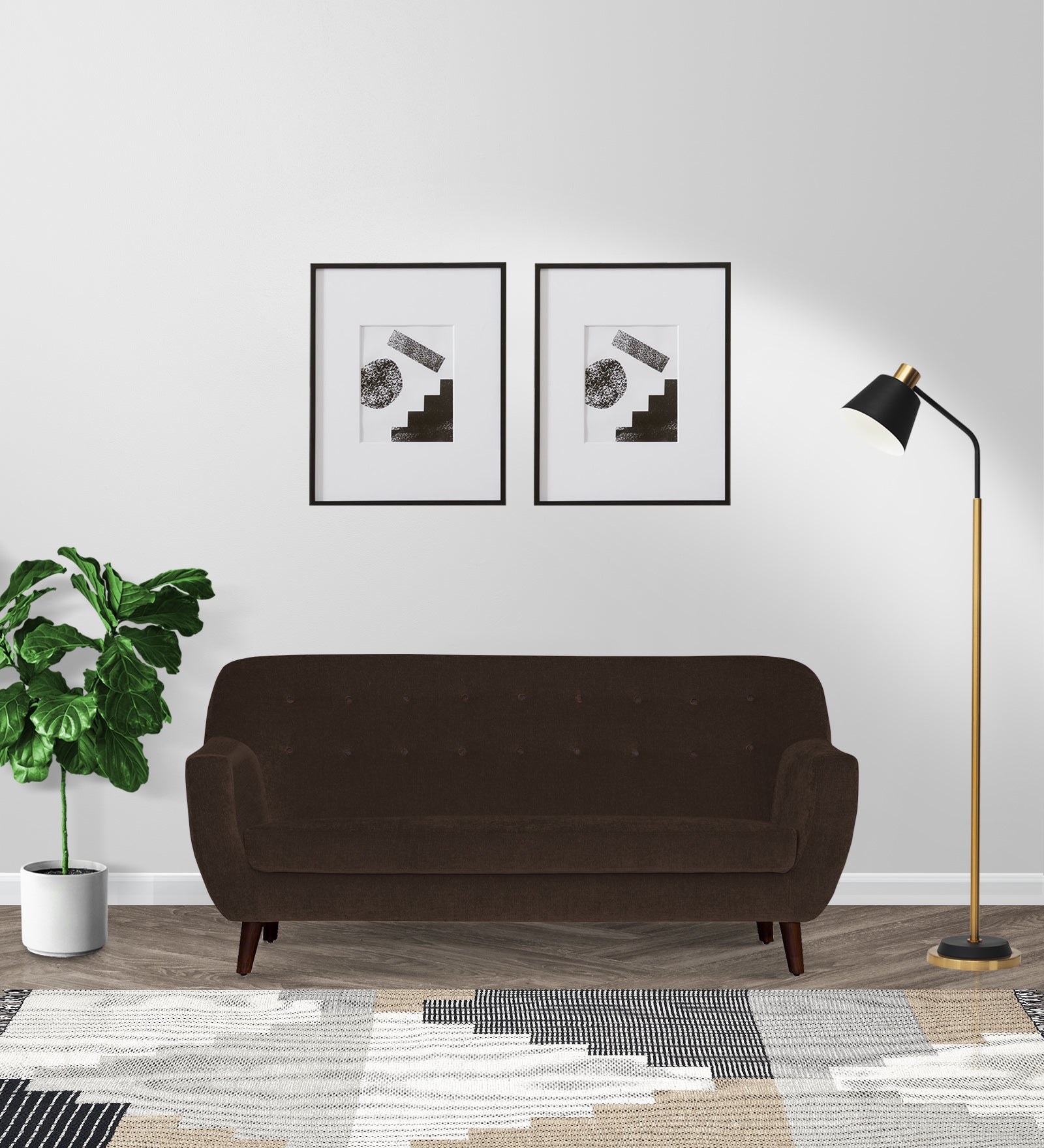 German Fabric 3 Seater Sofa In Cidar Brown Colour - Febonic Living