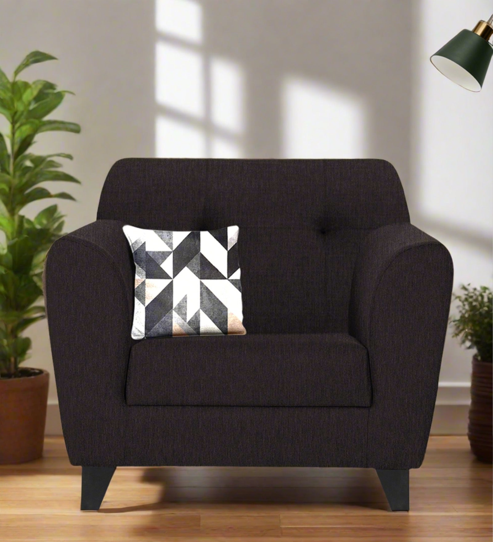 Melaan Fabric 1 Seater Sofa In Cara Brown Colour - Febonic Living