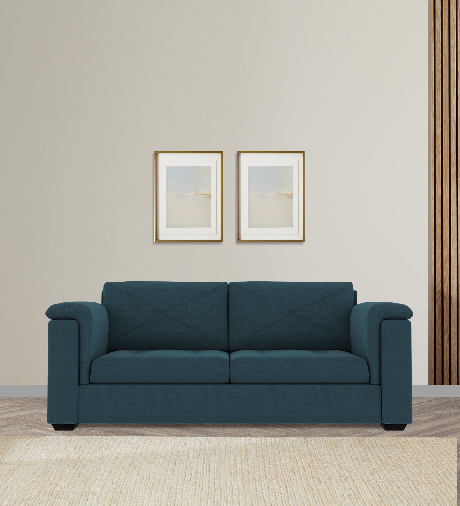 Andres Fabric 3 Seater Sofa In Harbour Blue Colour - Febonic Living