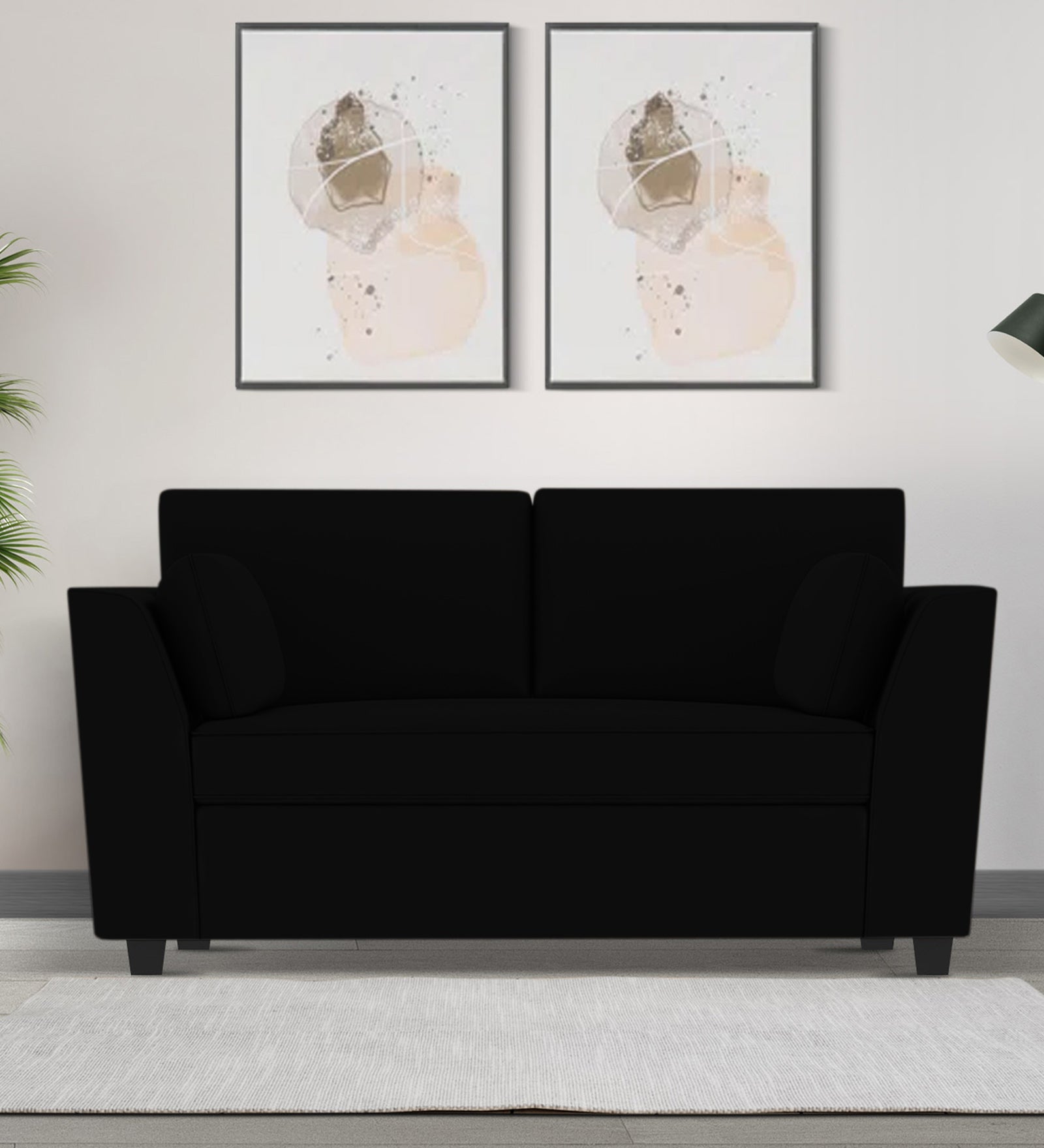 Bristo Velvet 2 Seater Sofa In Adam Black Colour With Storage - Febonic Living