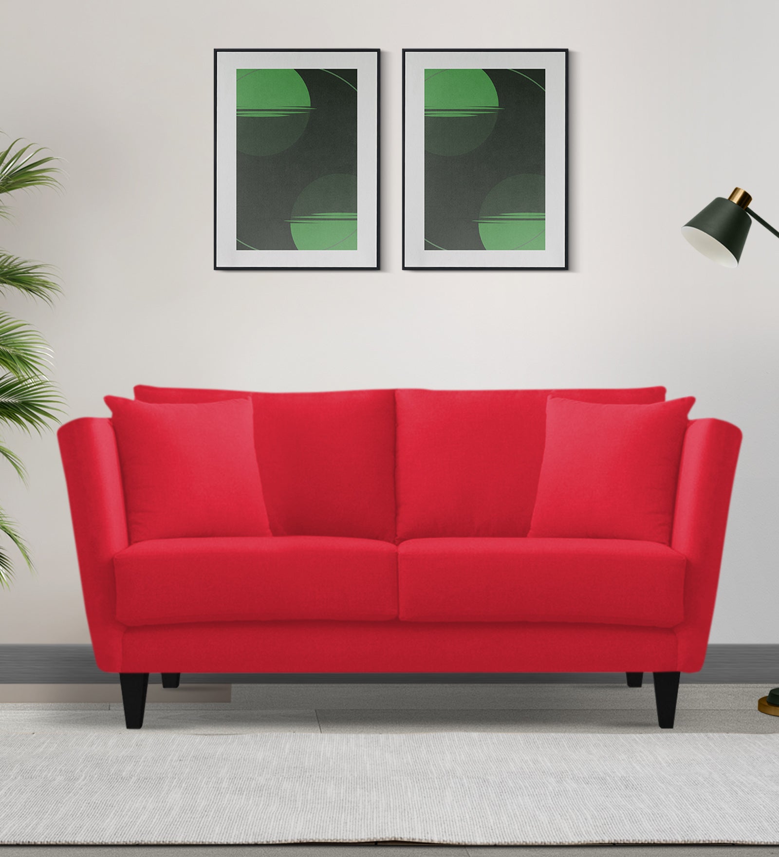 Norway Velvet 2 Seater Sofa In Ox Blood Maroon Colour - Febonic Living