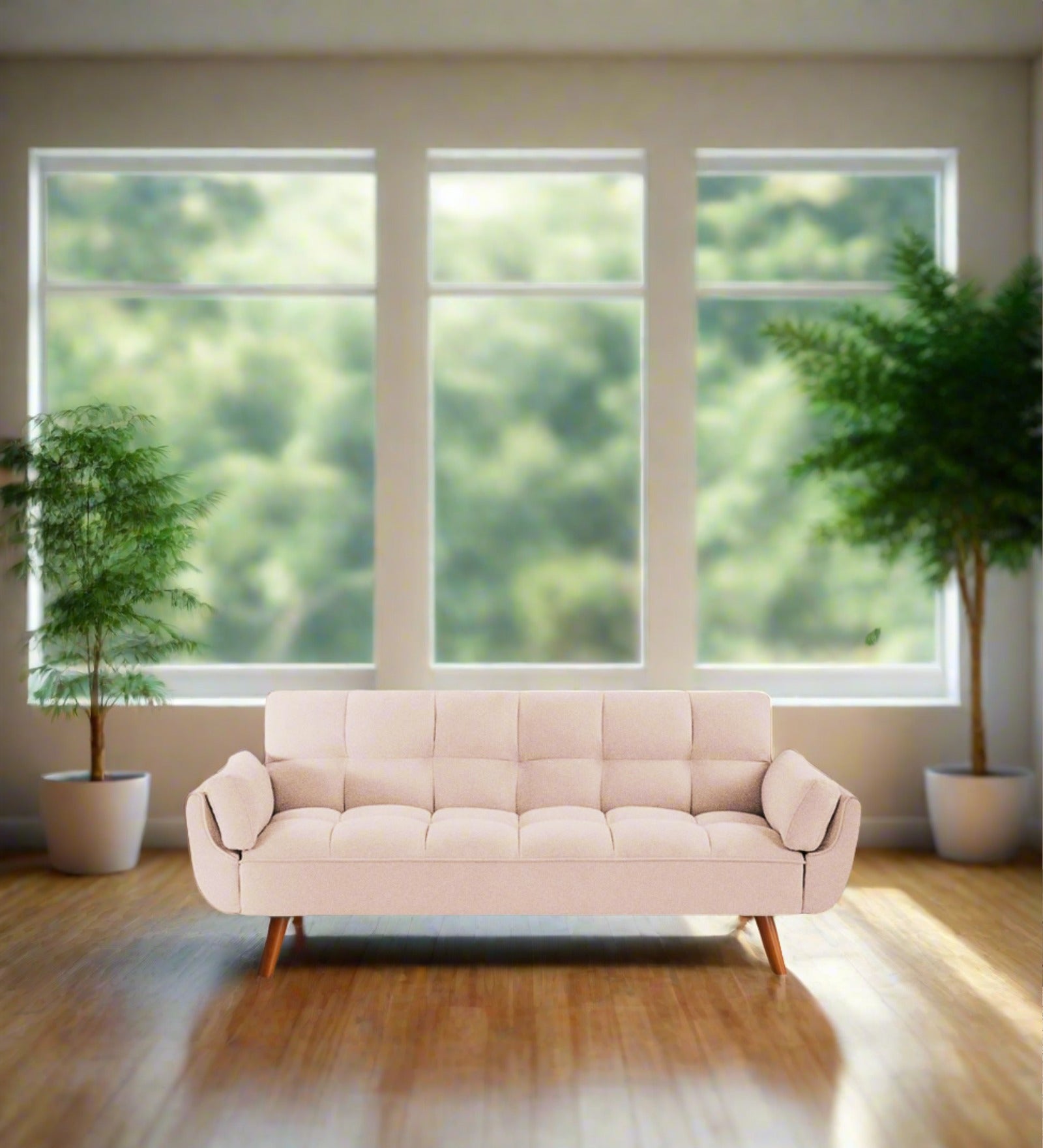 Melano Fabric 3 Seater Convertible Sofa Cum Bed In Woom Beige Colour - Febonic Living