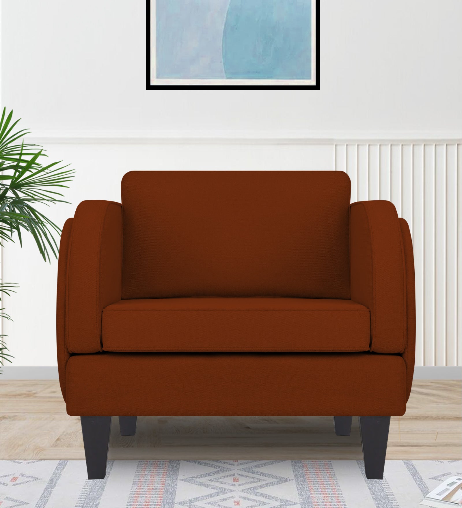 Siddy Fabric 1 Seater Sofa In Burnt Orange Colour - Febonic Living