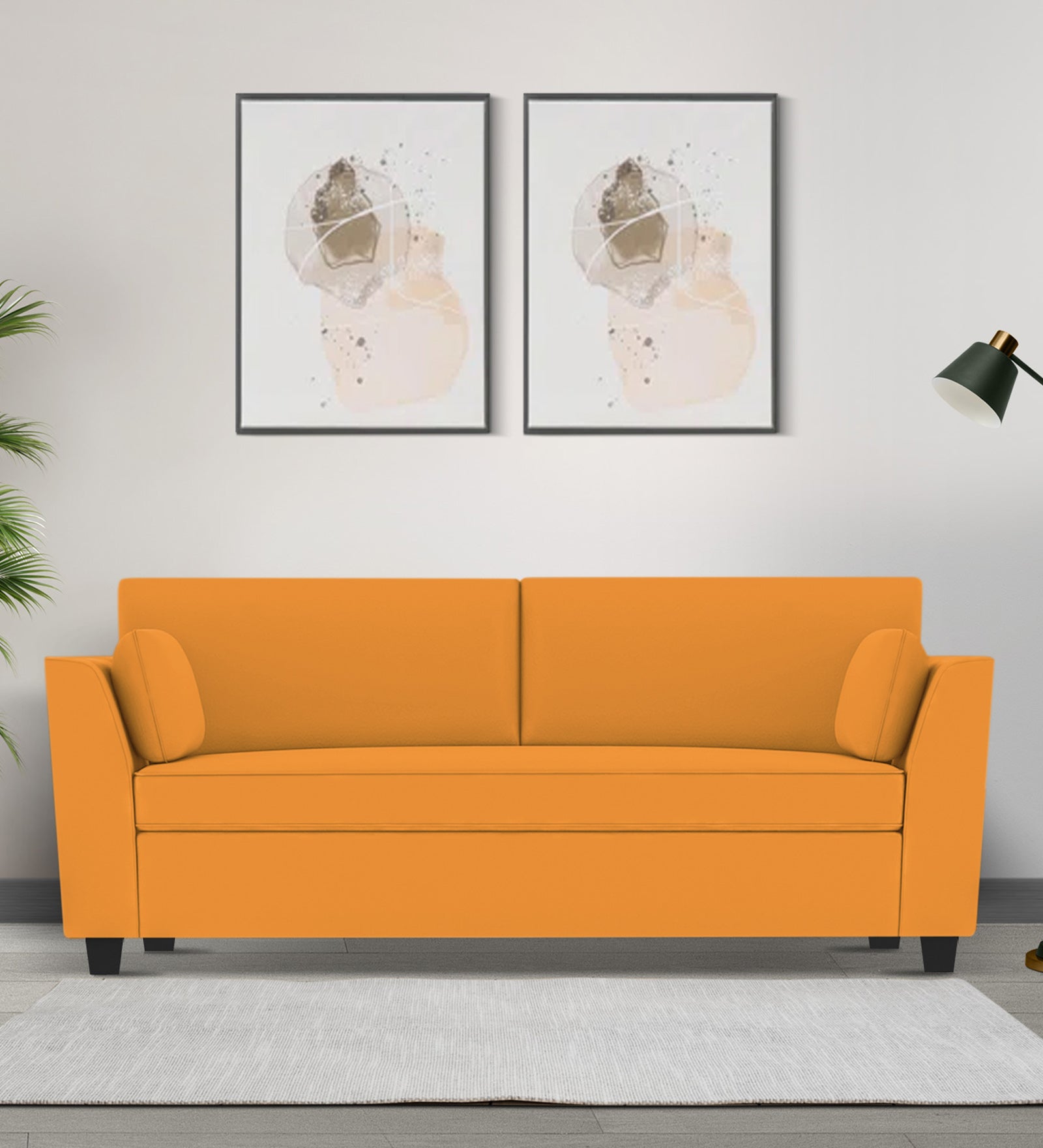 Bristo Velvet 3 Seater Sofa In Tangerine Orange Colour - Febonic Living