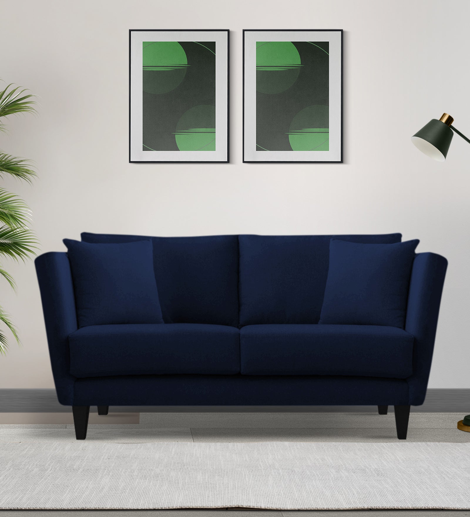 Norway Velvet 2 Seater Sofa In Indigo Blue Colour - Febonic Living