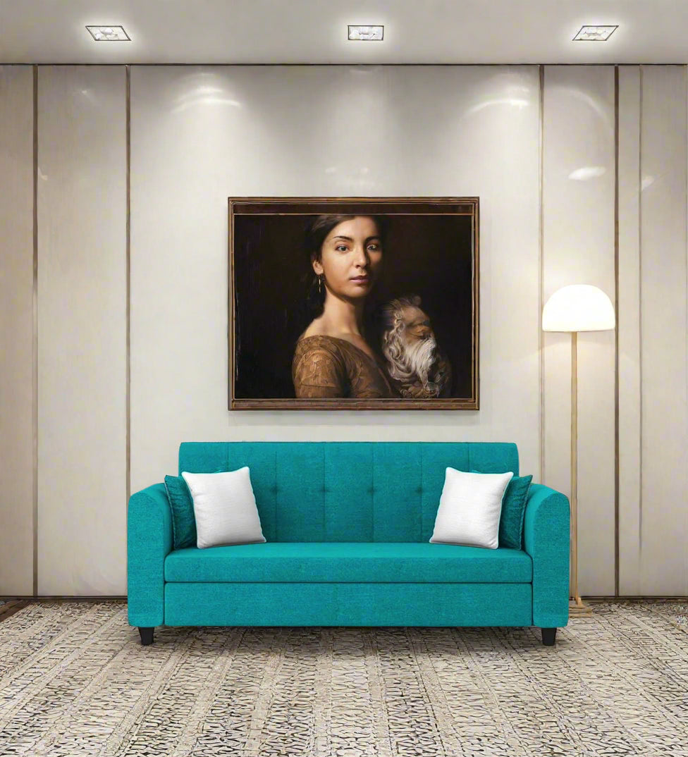 Denmark Fabric 3 Seater Sofa In Sea Green Colour - Febonic Living