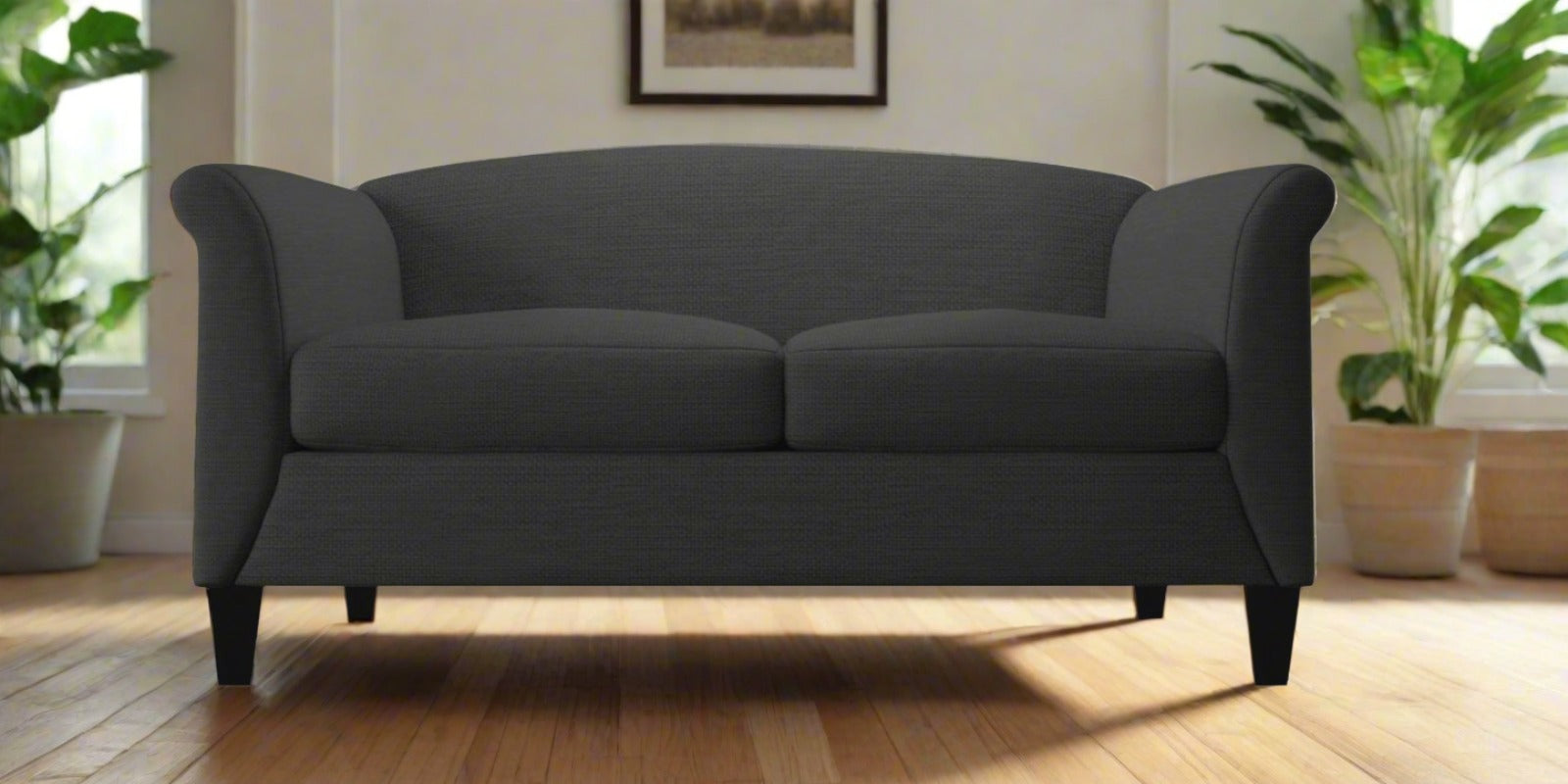 Kimber Fabric 2 Seater Sofa In Charcoal Grey Colour - Febonic Living