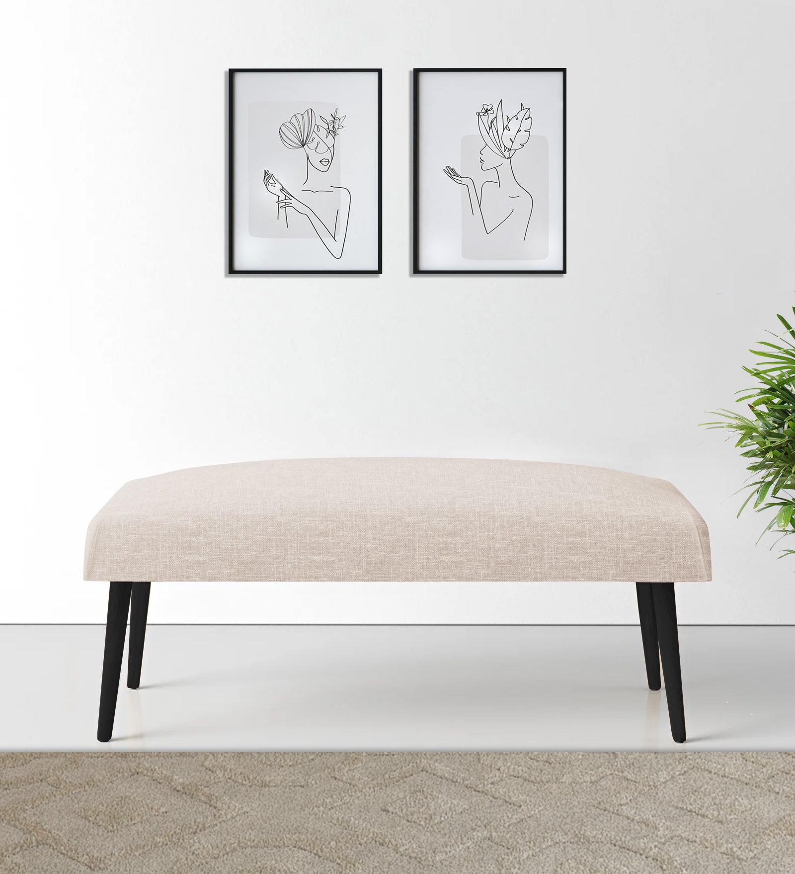 Adon Velvet Bench In Camel Beige Colour - Febonic Living